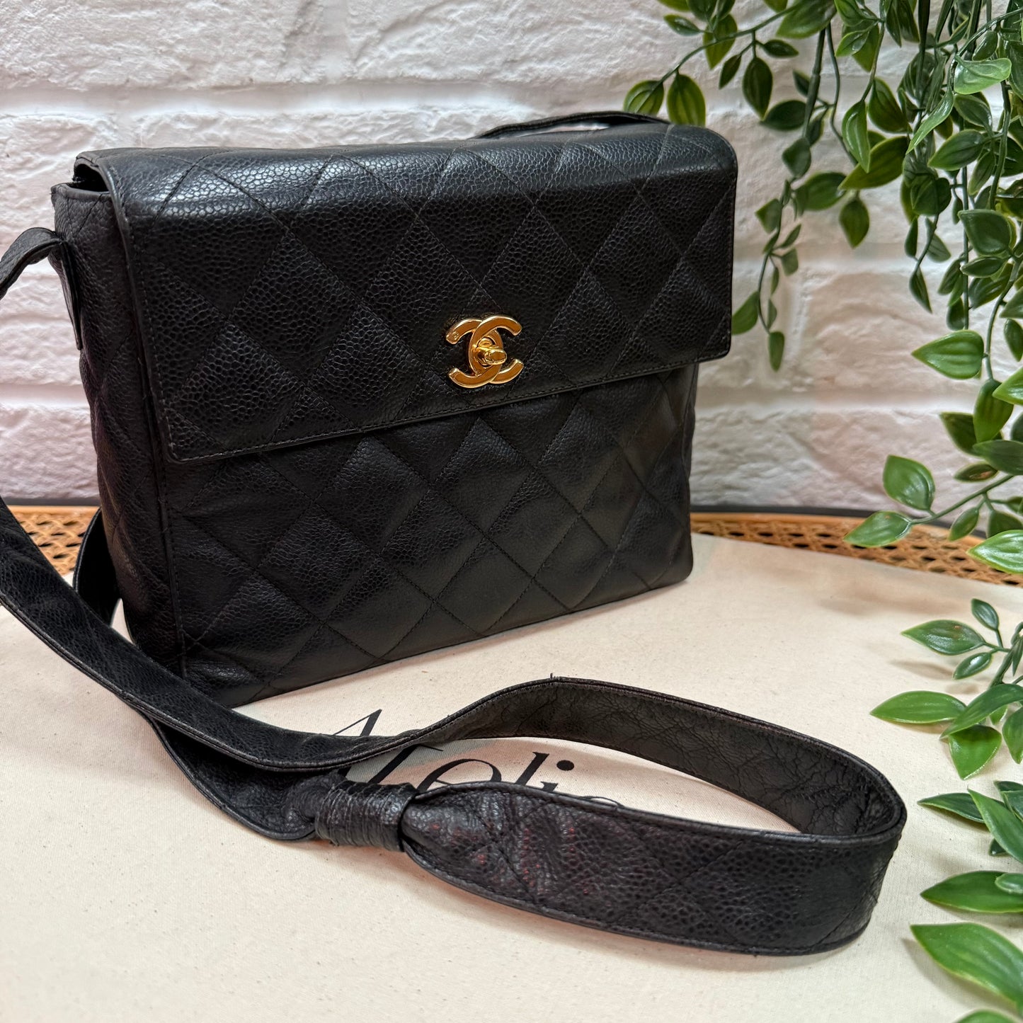 Chanel Collectors Piece 1994 Caviar Cross Body Box Bag with Vanity Mirror