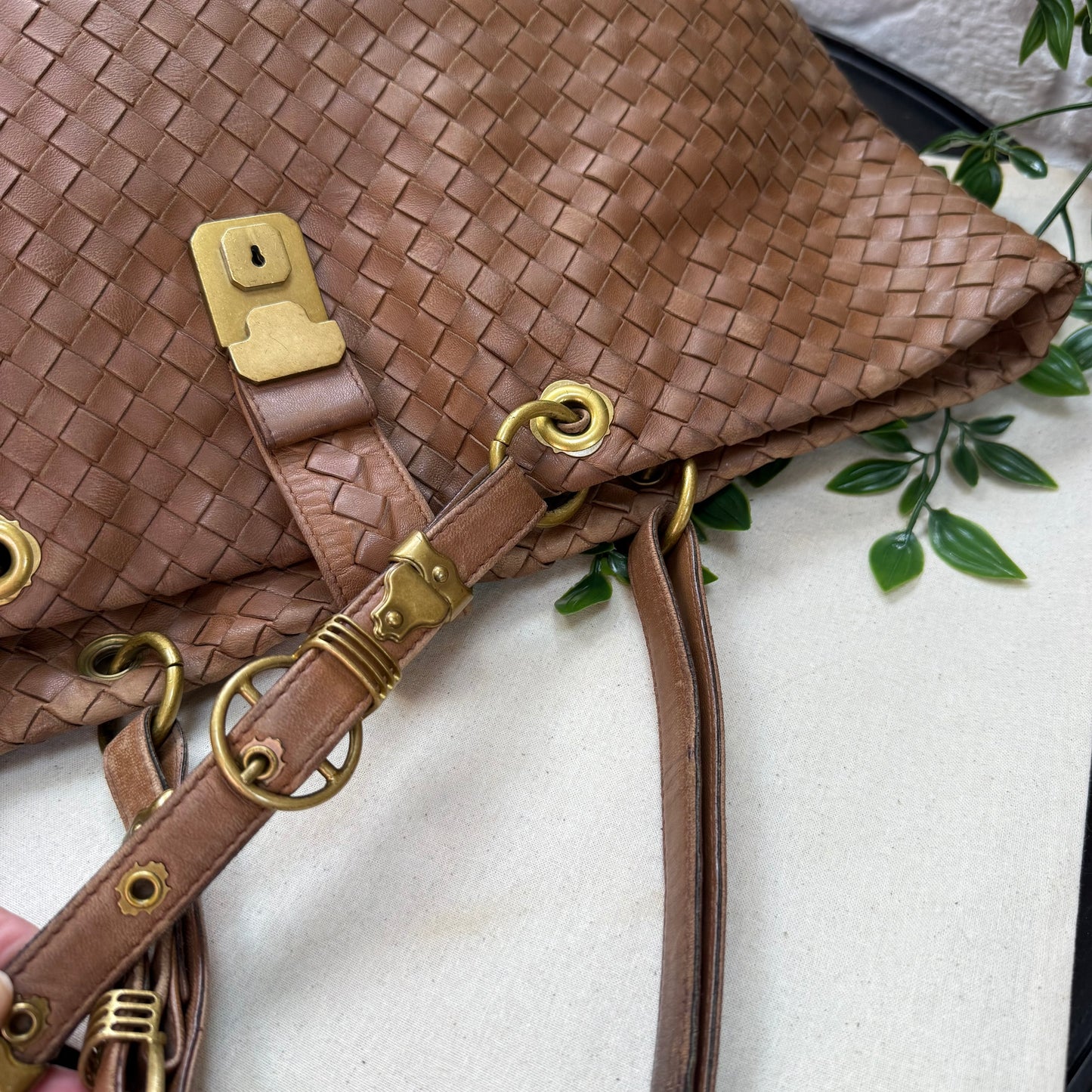Bottega Veneta 1990s Tan Intrecciato Tote