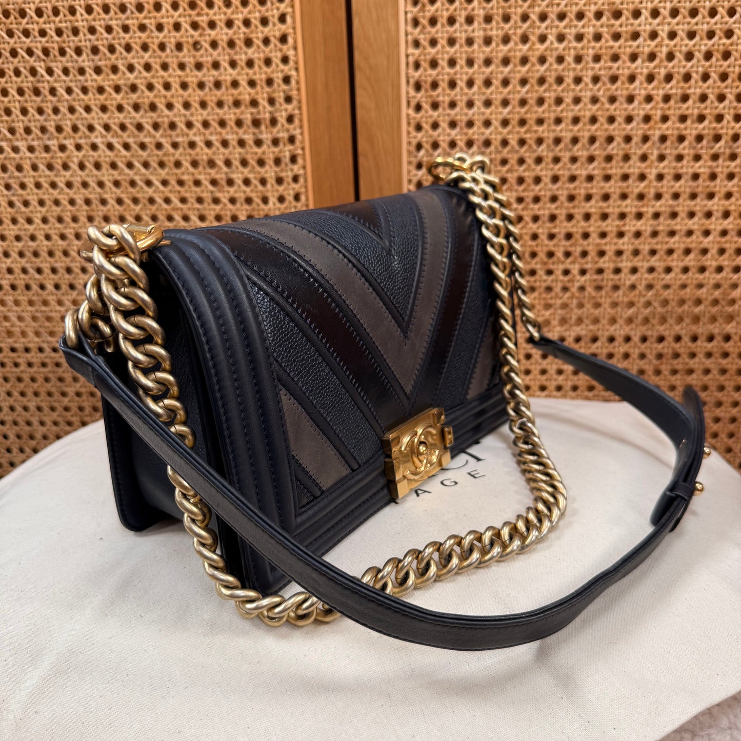 Chanel Rare 2016 Navy Le Boy in Caviar mix