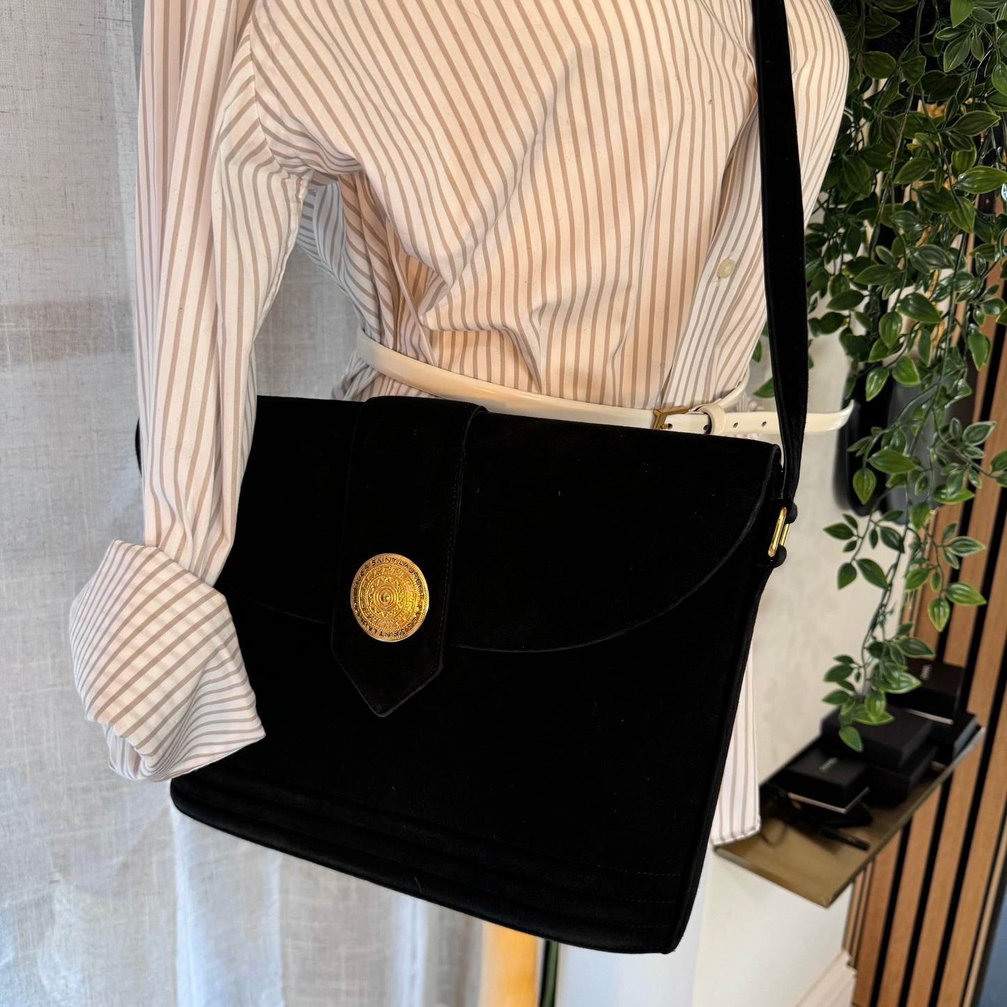 Saint Laurent 1980s Vintage Suede Cross Body Bag