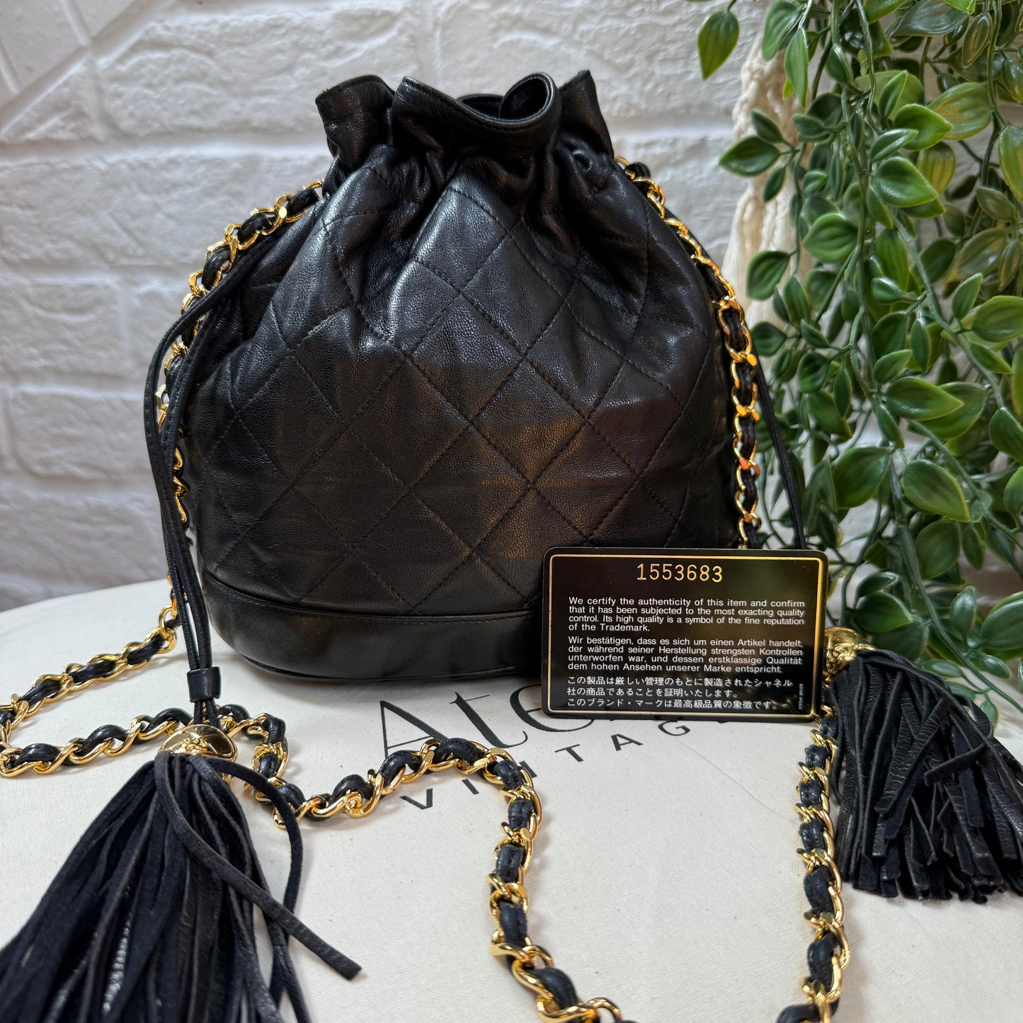 Chanel 1989 Lambskin Quilted Cross Body Bucket Bag