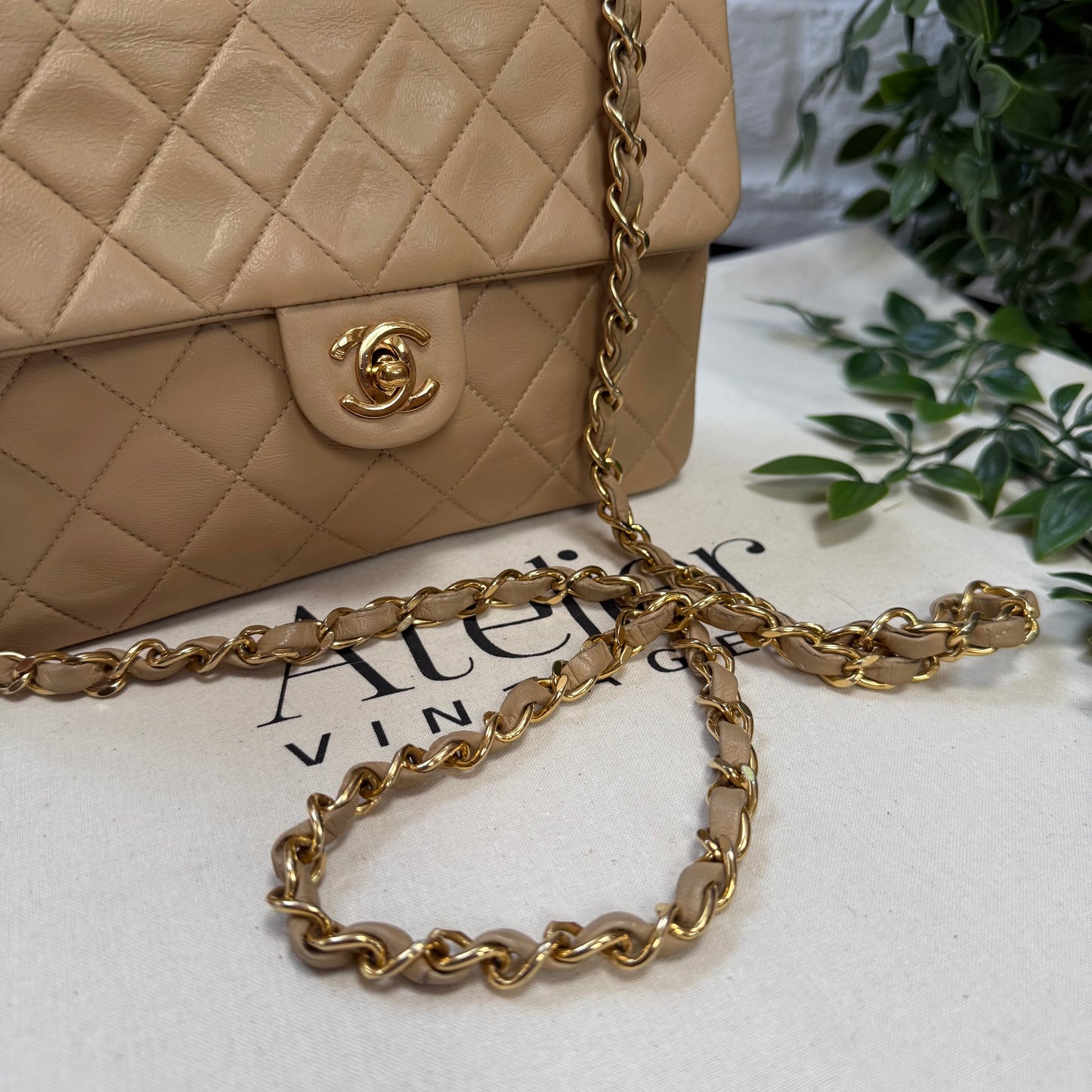 Chanel 1989 Chanel Dark Beige Medium Square