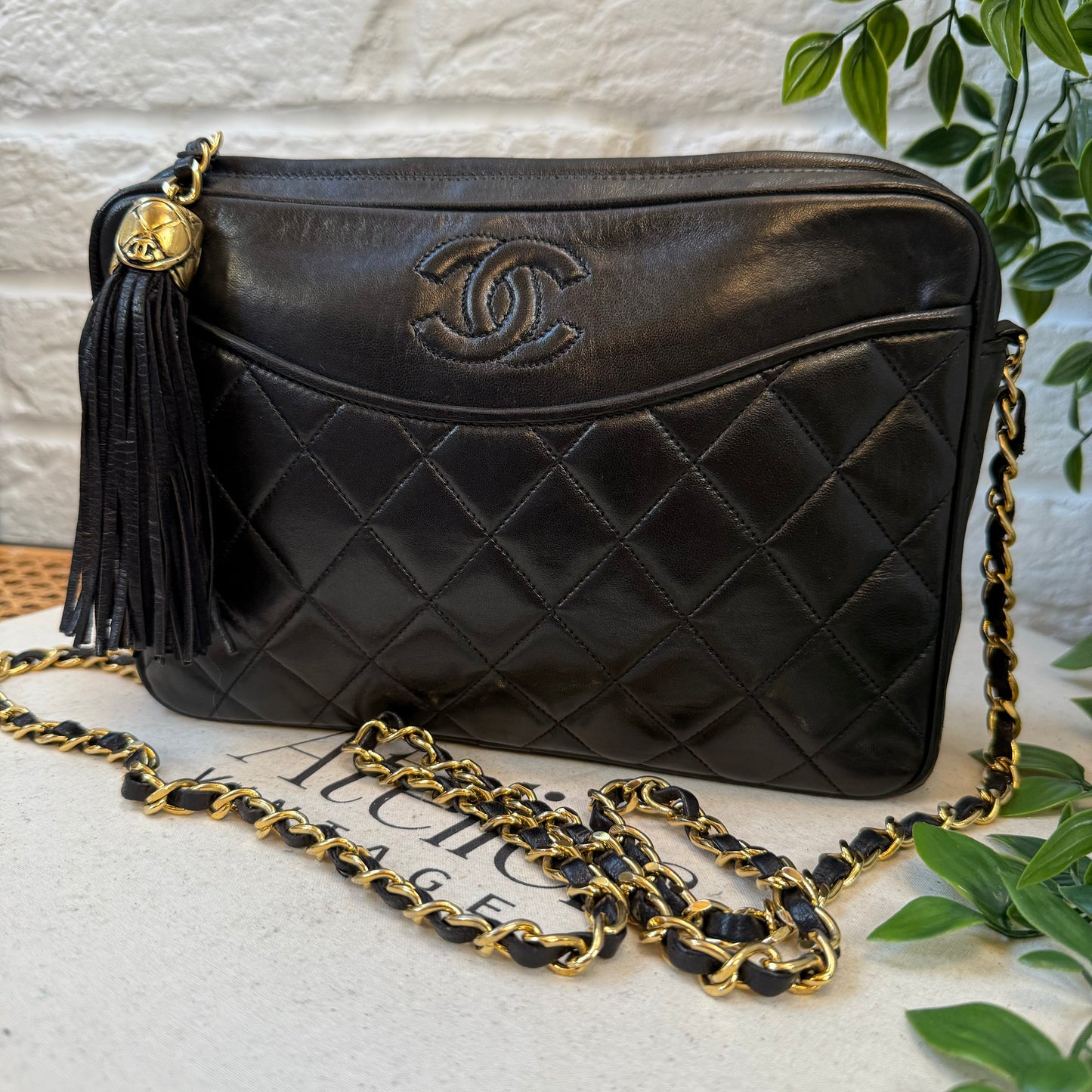 Chanel 1989 CC Quilted Vintage Tassel Camera Bag