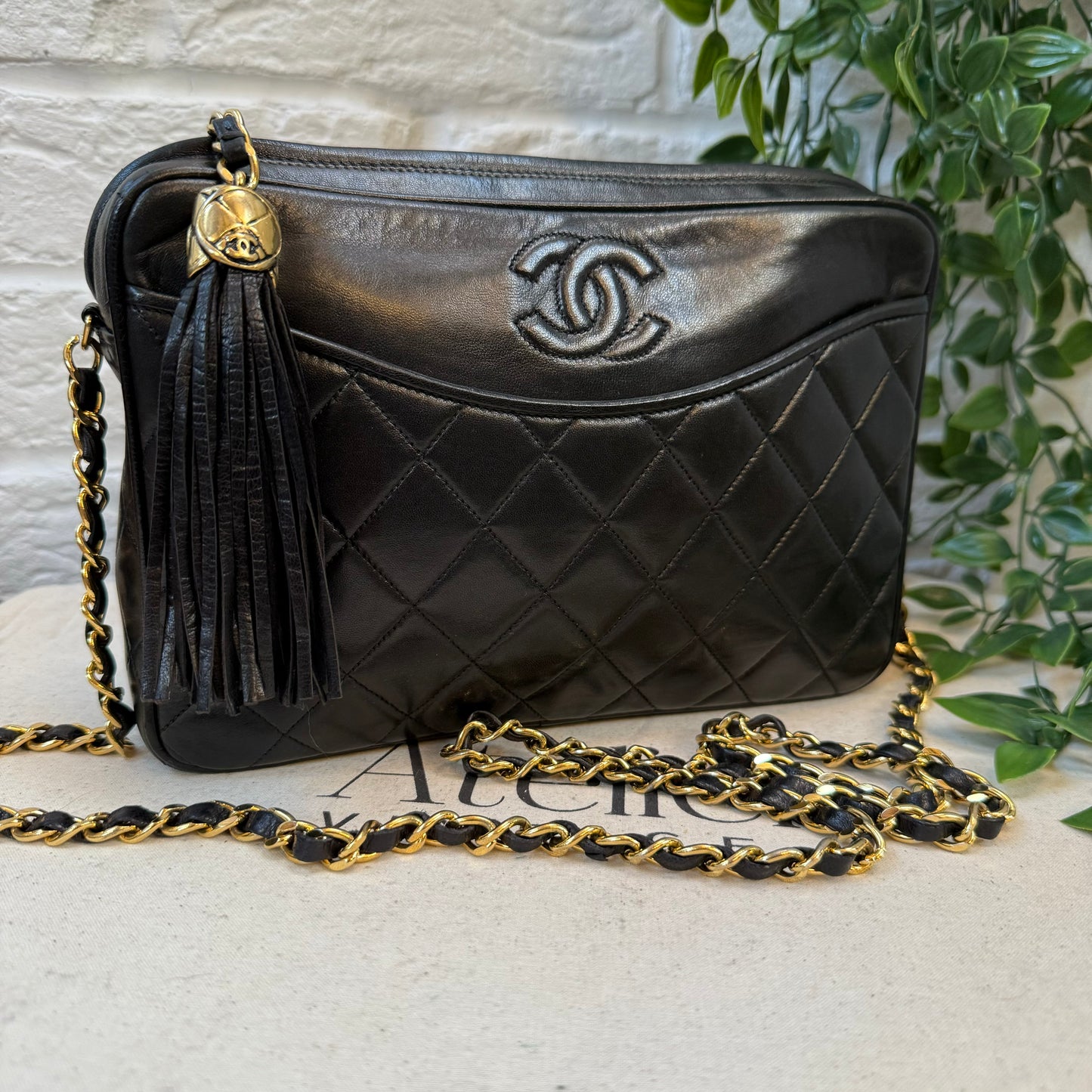 Chanel 1989 CC Quilted Vintage Tassel Camera Bag