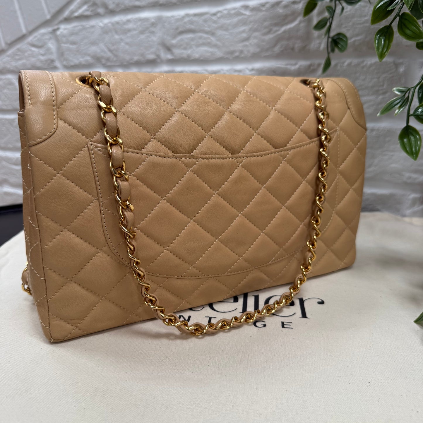 Chanel 1991 Dark Beige Paris Limited Edition Double Flap Medium