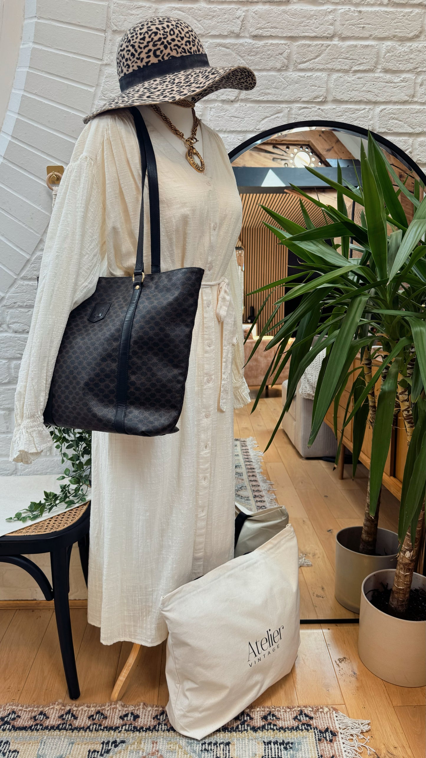 Celine Dark Macadam Trapeze Tote