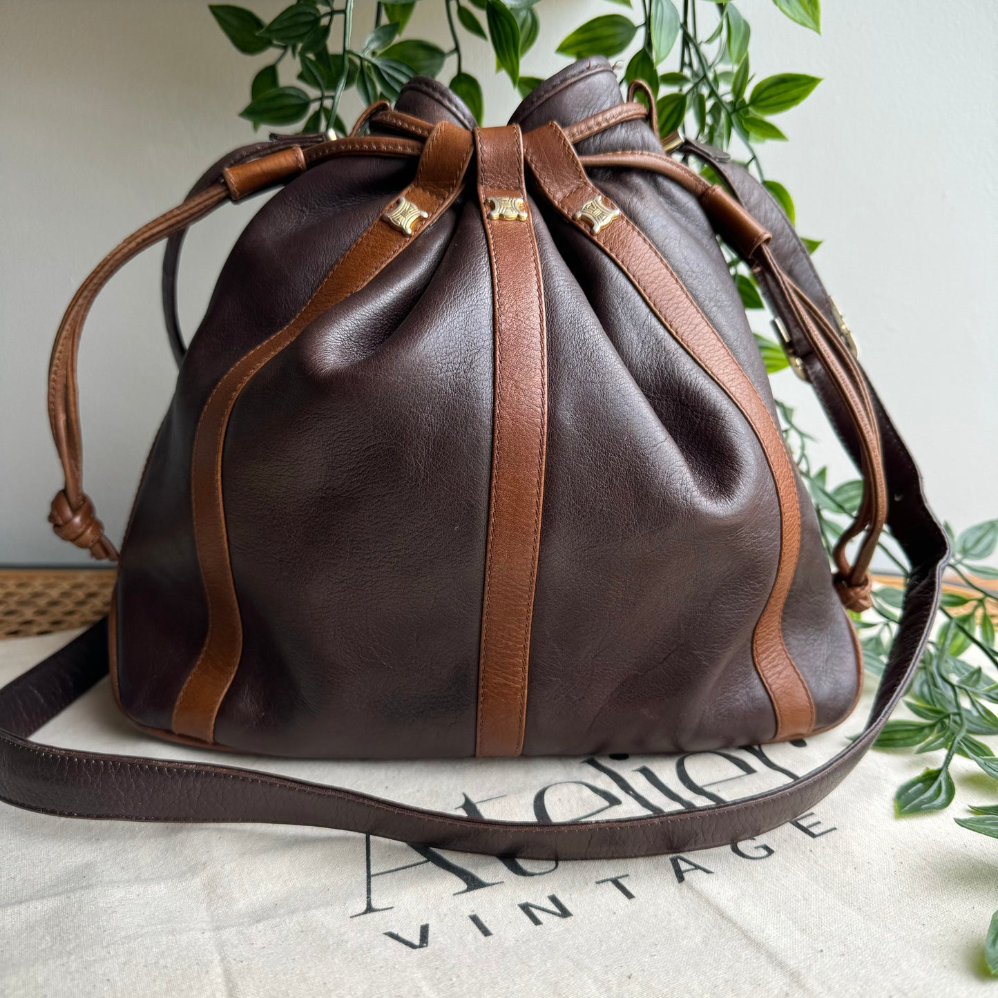 Celine 1980s Triomphe Bucket Bag