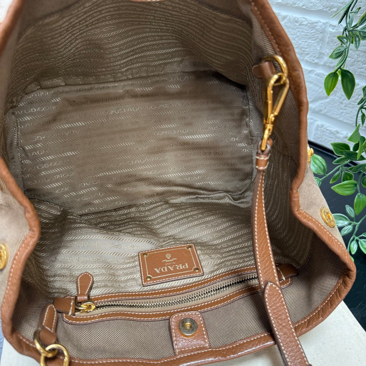 Prada 1990s Canapa Two Way Tote