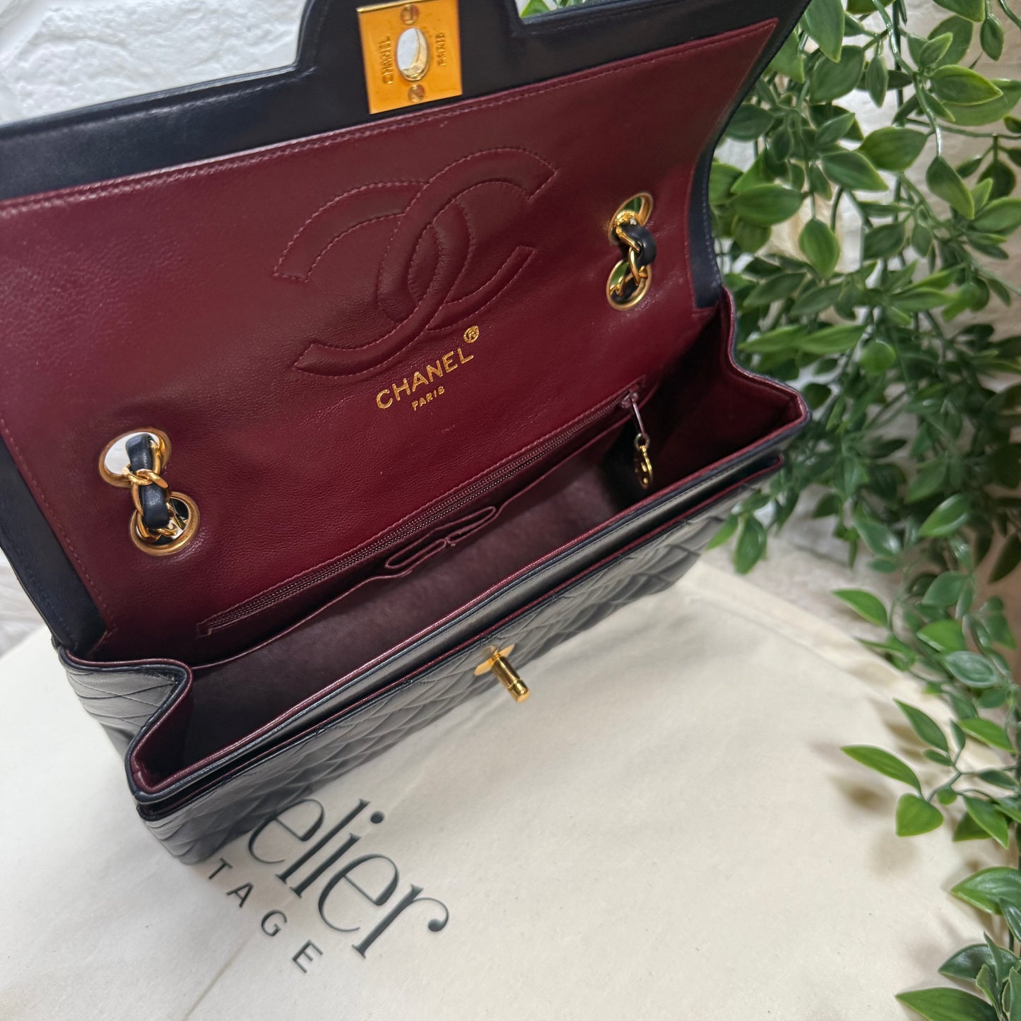 Chanel 1993 Navy Paris limited edition two tone turnlock single flap