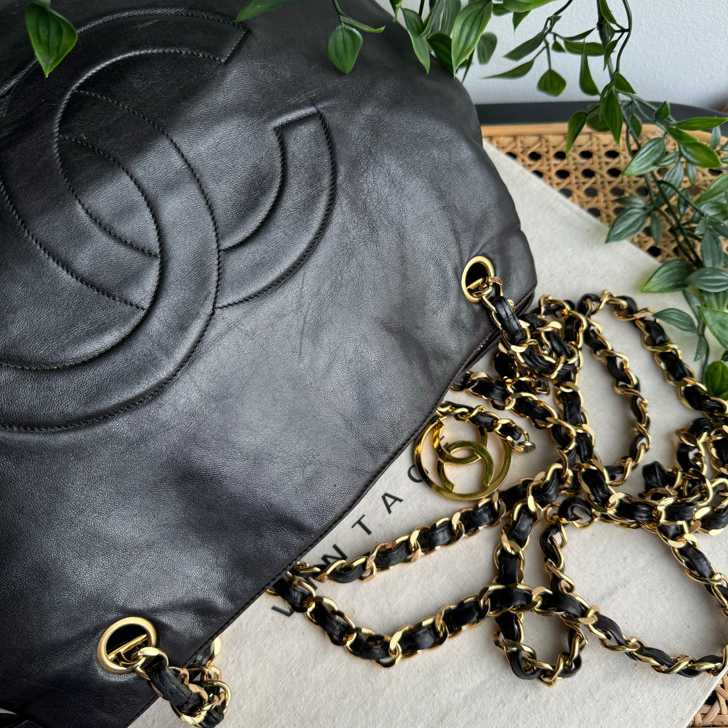 Chanel 1991 Lambskin Coco Cabas Cross Body Tote
