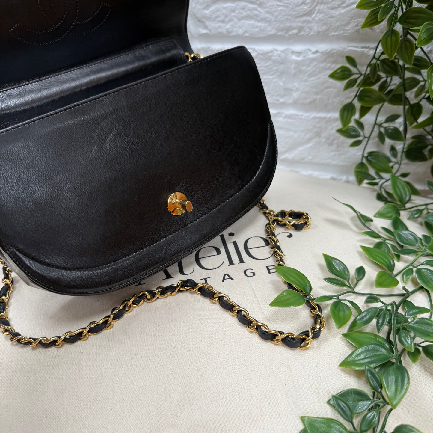 Chanel Early 1980s Quilted Half Moon CC Turnlock Single Flap