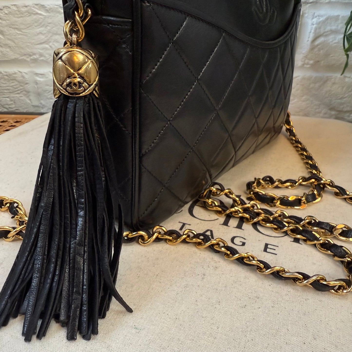 Chanel 1989 CC Quilted Vintage Tassel Camera Bag