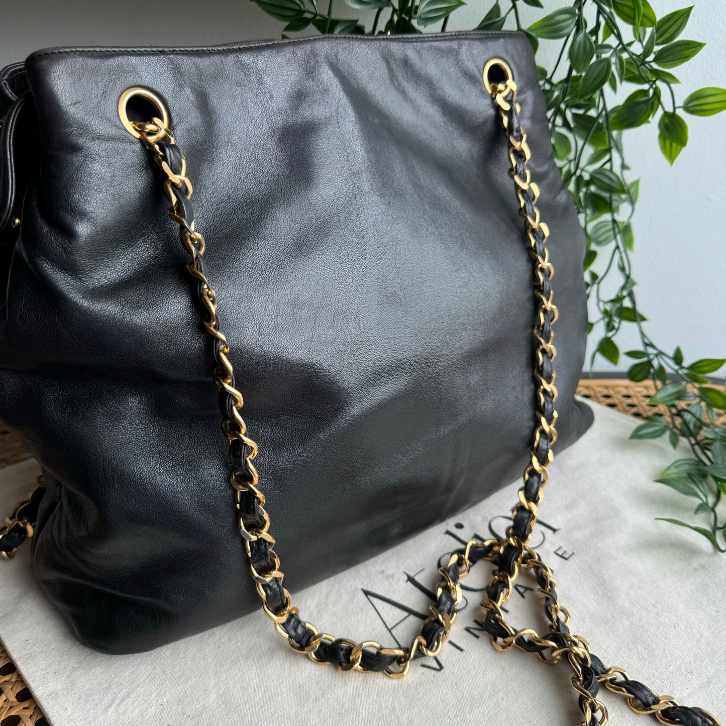 Chanel 1991 Lambskin Coco Cabas Cross Body Tote