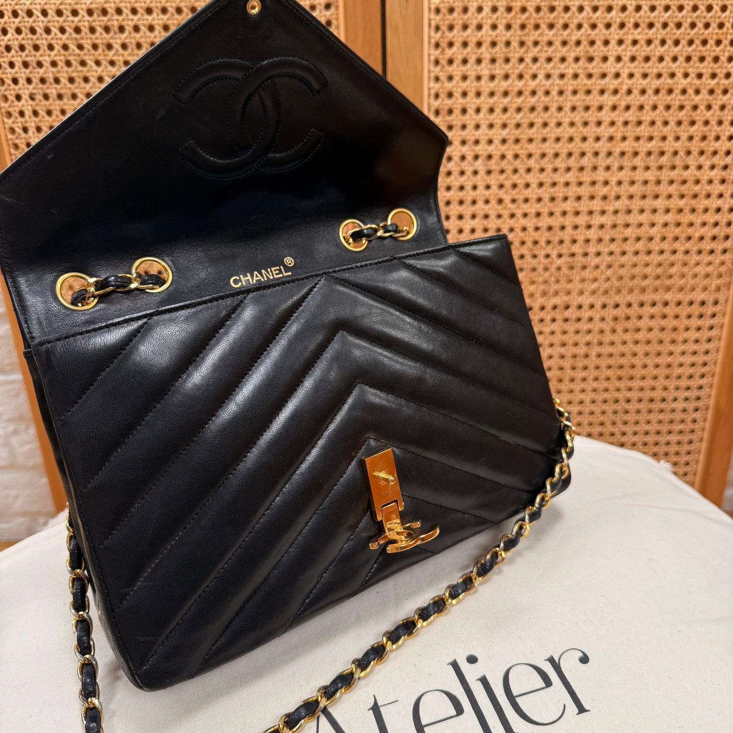 Chanel 1986 1986 Chevron Quilted Envelope Single Flap