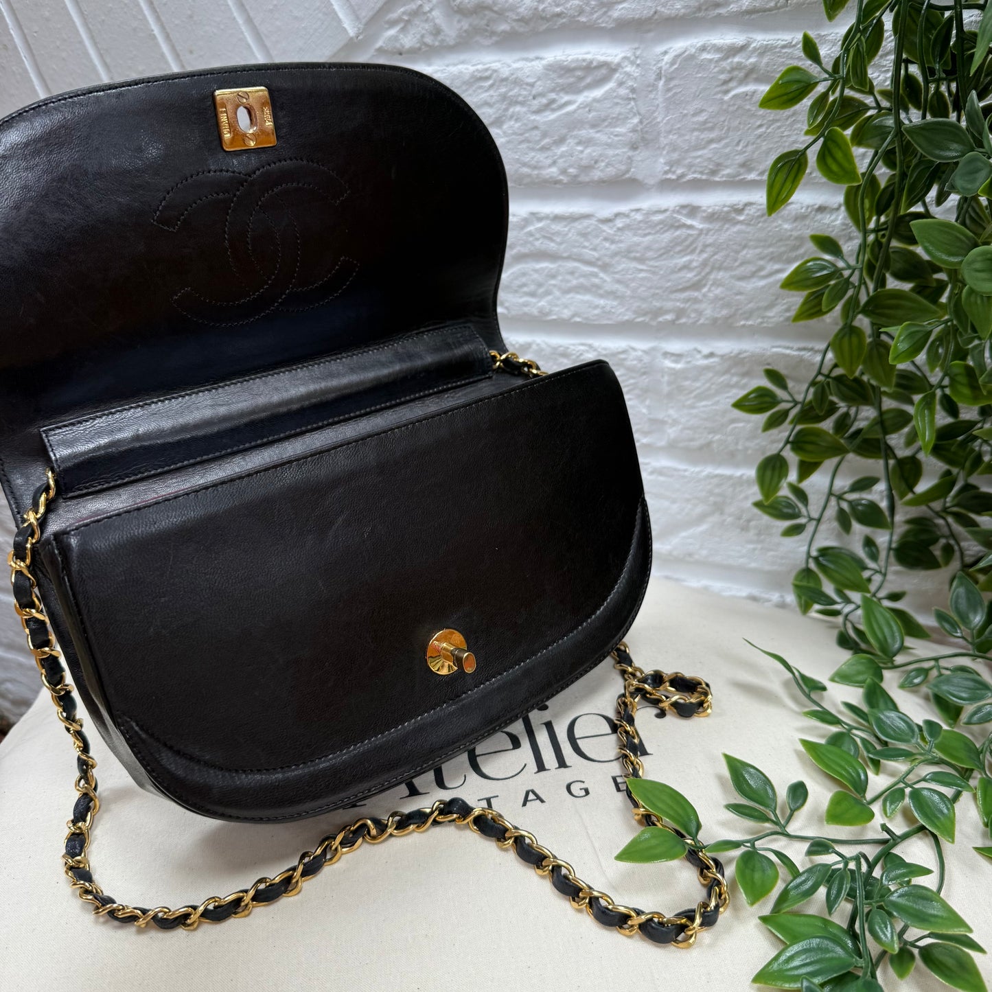 Chanel Early 1980s Quilted Half Moon CC Turnlock Single Flap