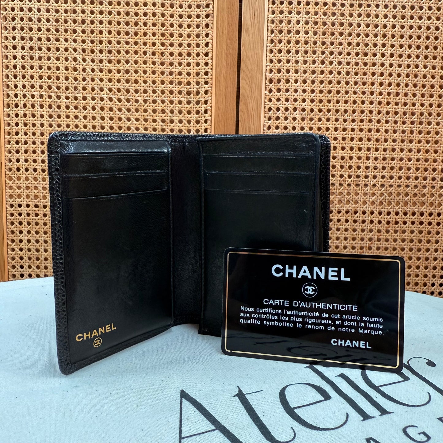 Chanel 1996 Caviar CC Quilted Card Holder in Black