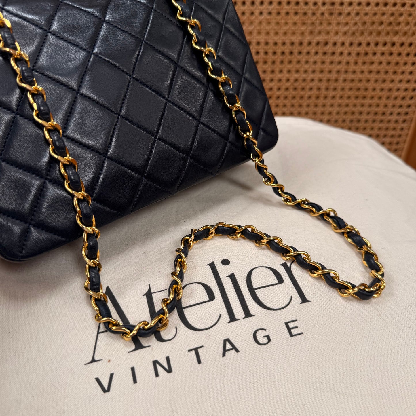 Chanel 1989 Classic Square Single Flap Medium - Navy