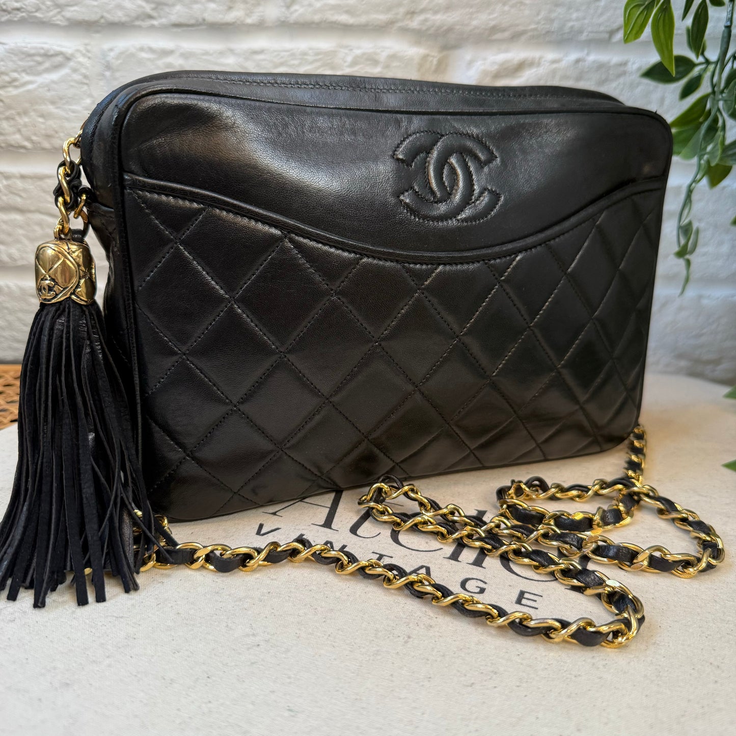 Chanel 1989 CC Quilted Vintage Tassel Camera Bag