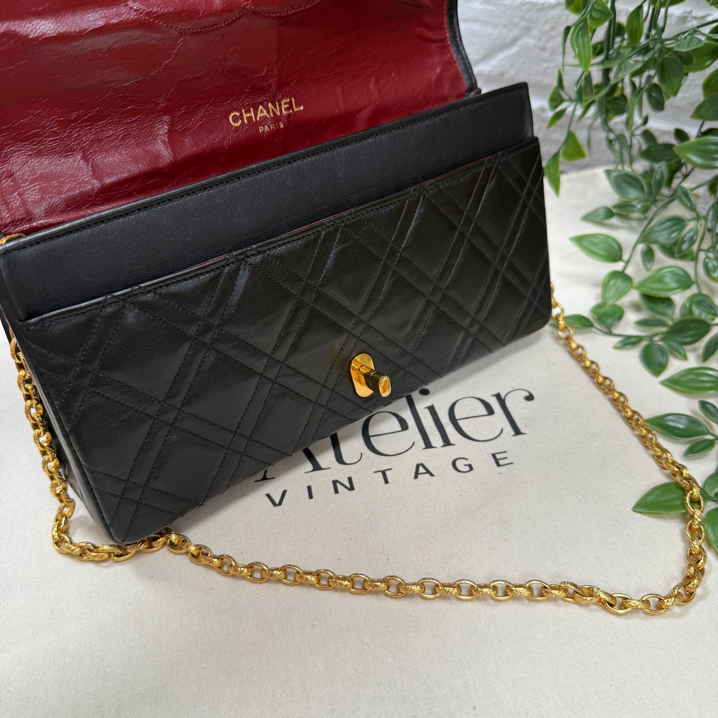 Chanel Rare 1986 Double Diamond Quilted Bijoux Chain Classic Rectangle