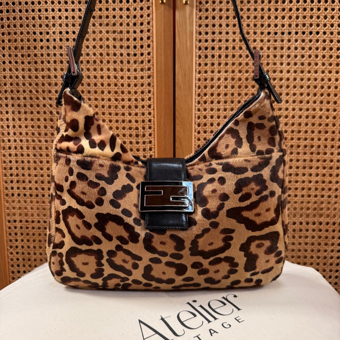 Fendi 2002 Mamma Baguette Leopard Tote - Limited Edition Pony Hair & Enamel Closure
