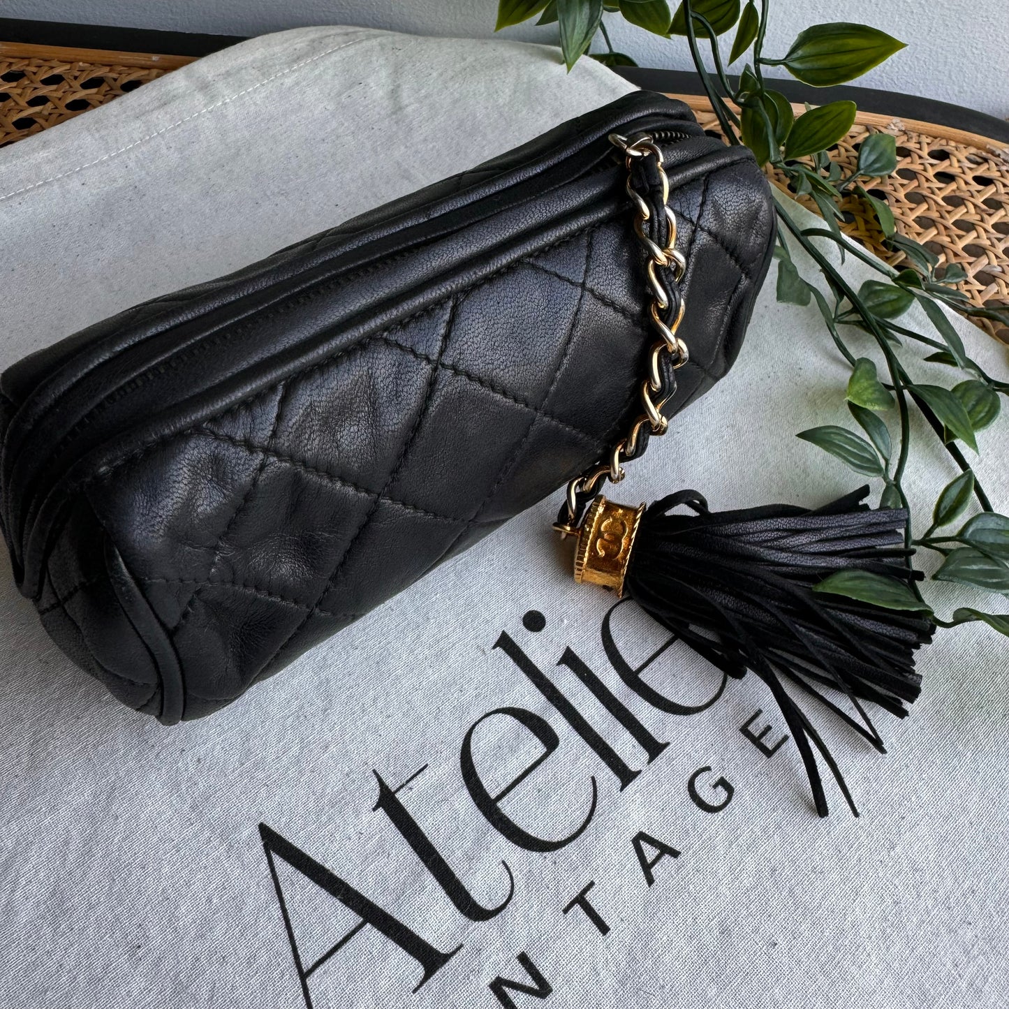 Chanel early 1990s Lambskin Tassel Pouch/Clutch