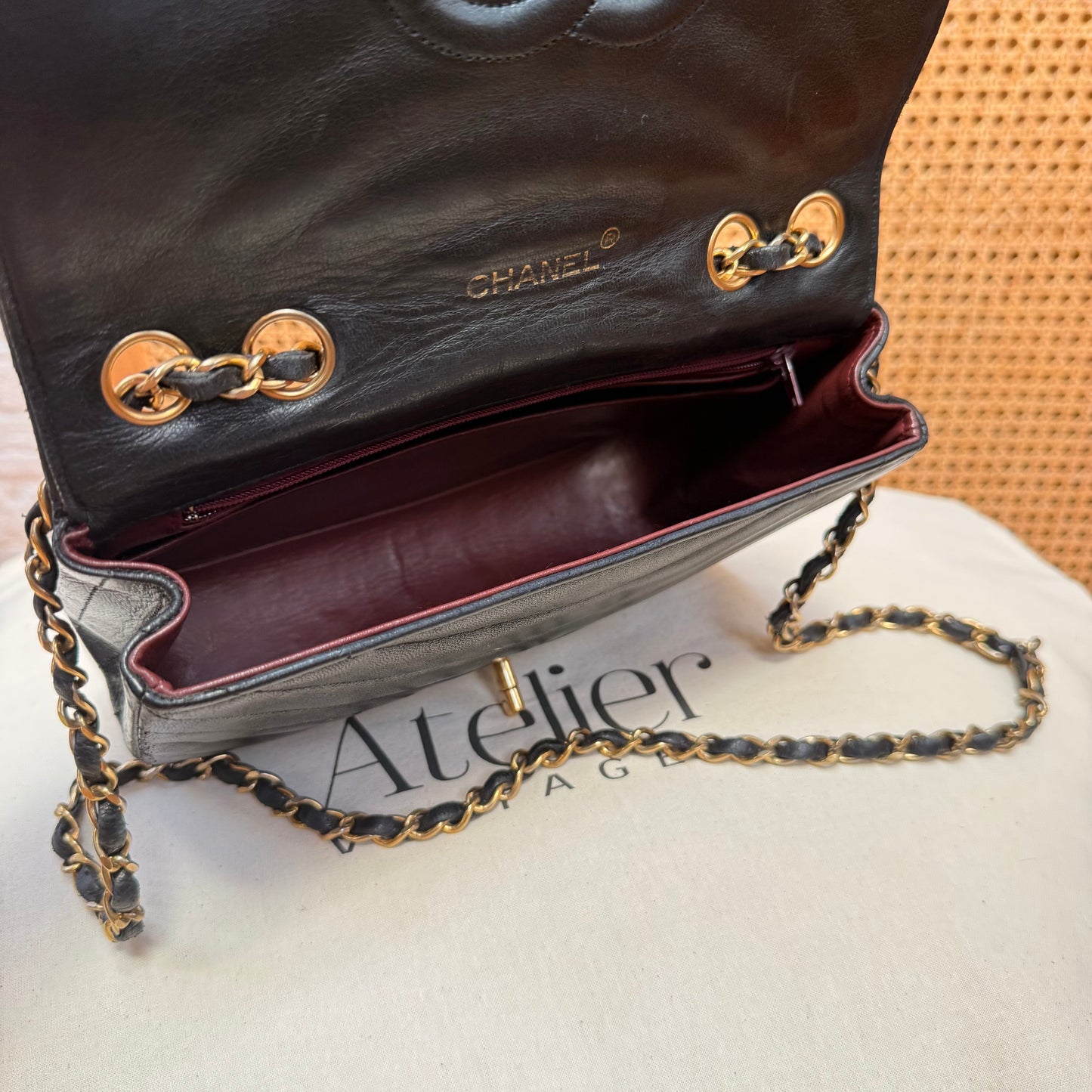 Chanel 1986 Rare Black Half Moon Quilted single flap