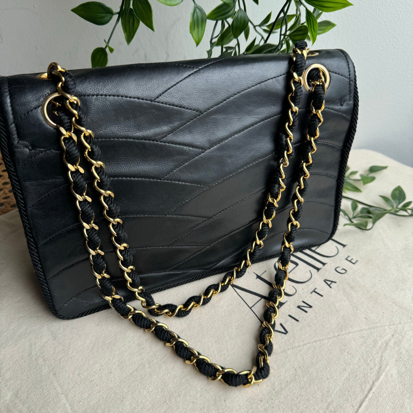 Chanel Early 1980s CC Clasp Wave Single Flap