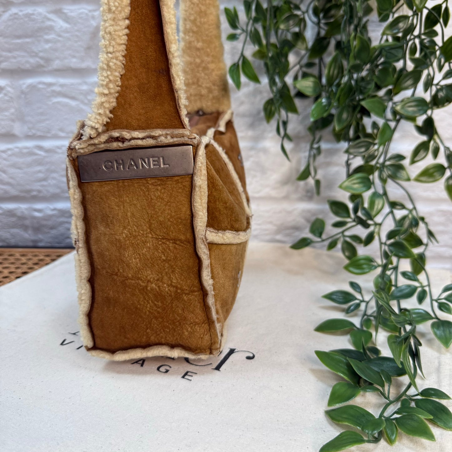 Chanel 2000 Suede & Shearling CC Shoulder Bag