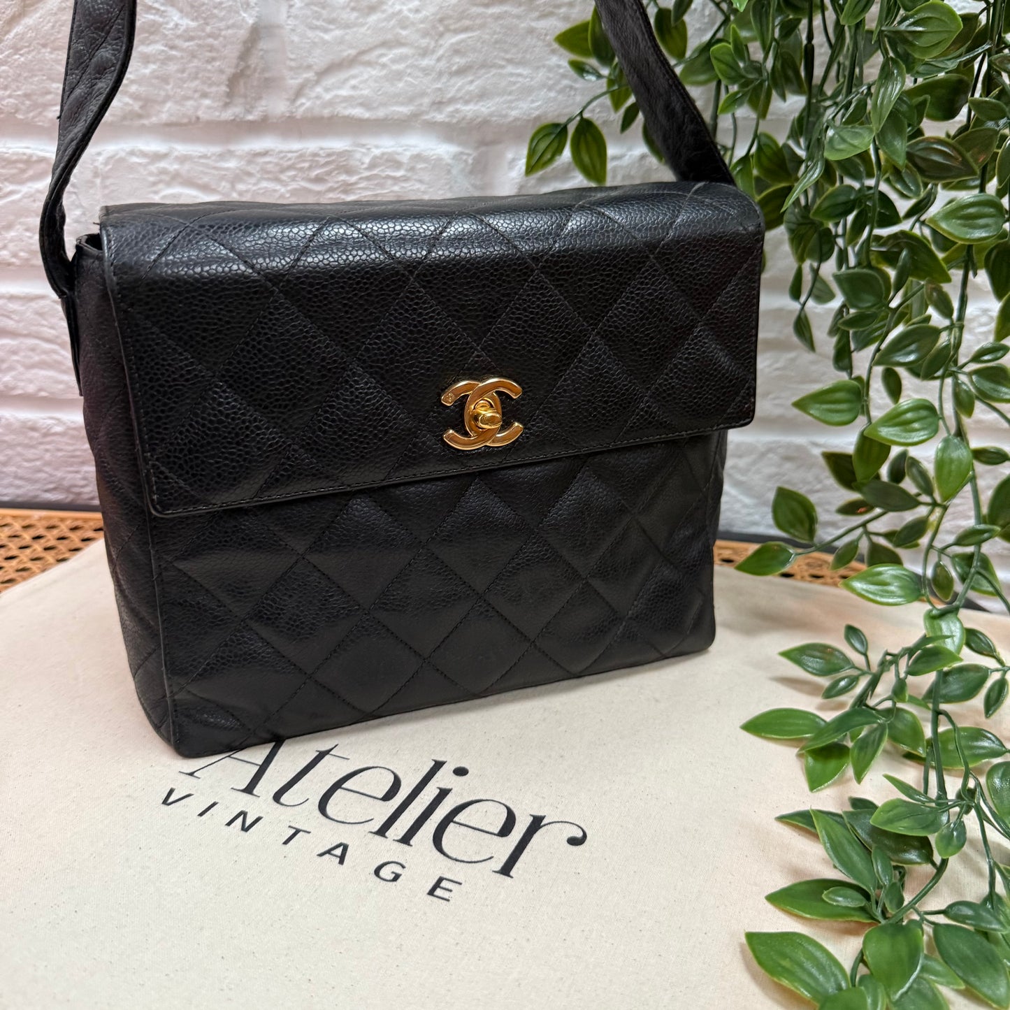 Chanel Collectors Piece 1994 Caviar Cross Body Box Bag with Vanity Mirror