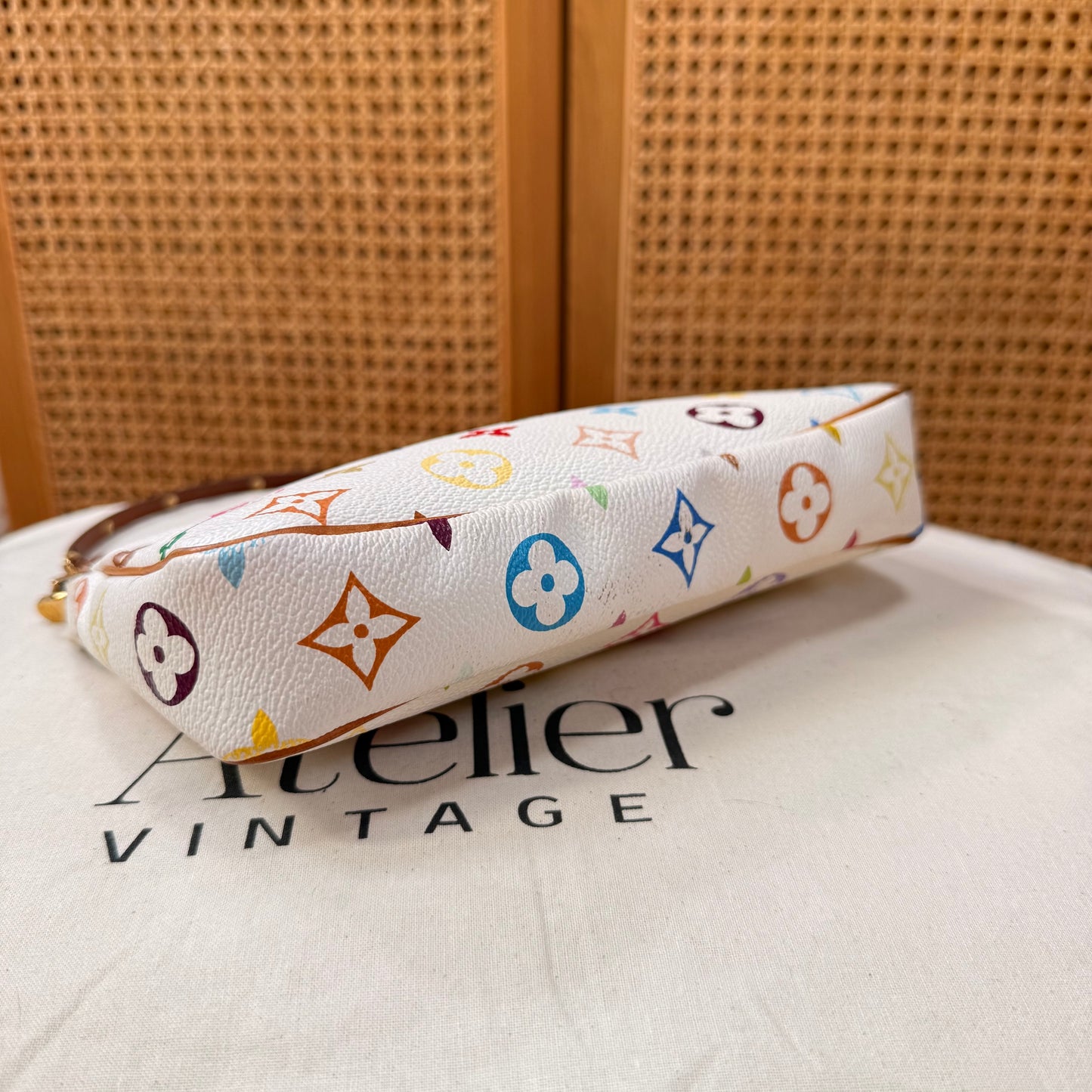Louis Vuitton 2003 Murakami white Multi Color Pochette Accesssoires with cross body strap