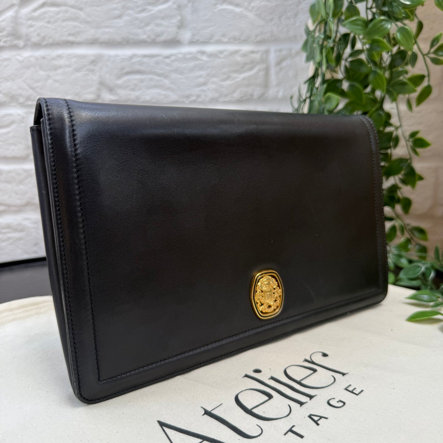 Celine 1980s Celine Triomphe two way leather bag