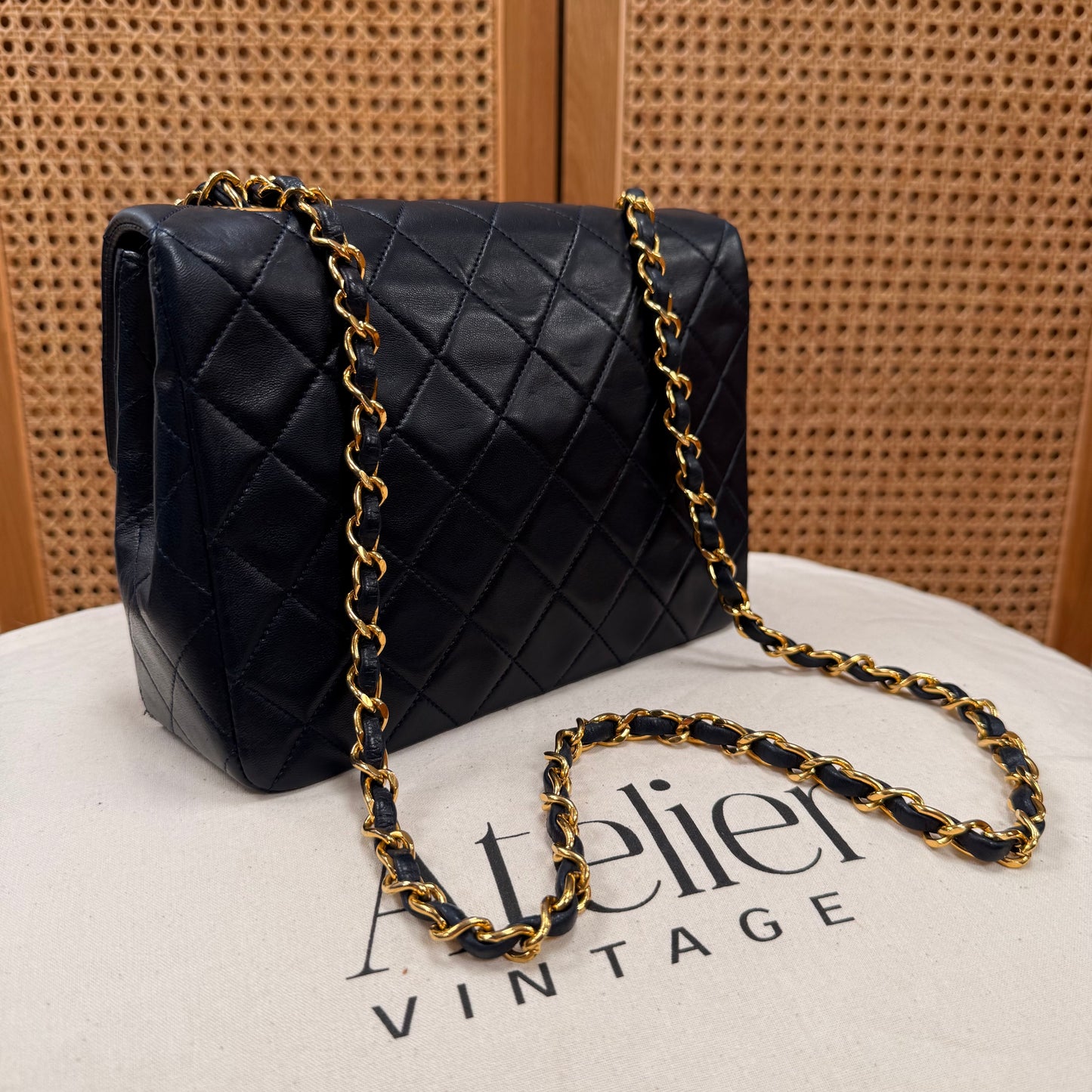 Chanel 1989 Classic Square Single Flap Medium - Navy