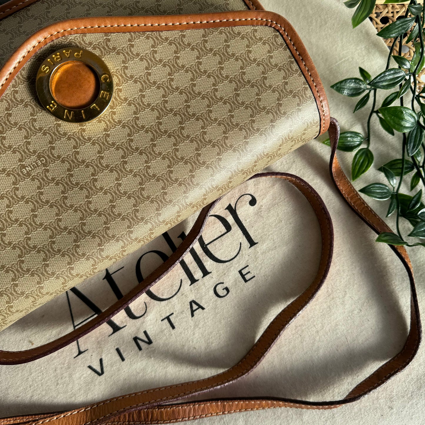 Celine Macadam Beige Shoulder Bag