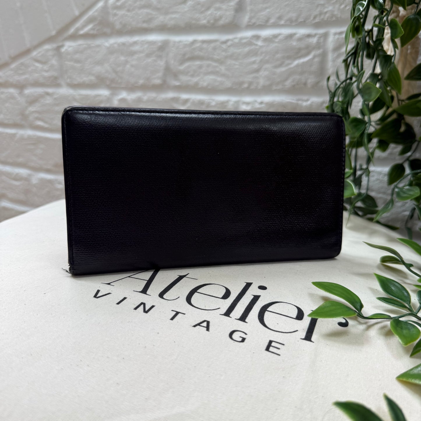 Chanel 2003 Black CC Button Long Purse with Zip Pocket