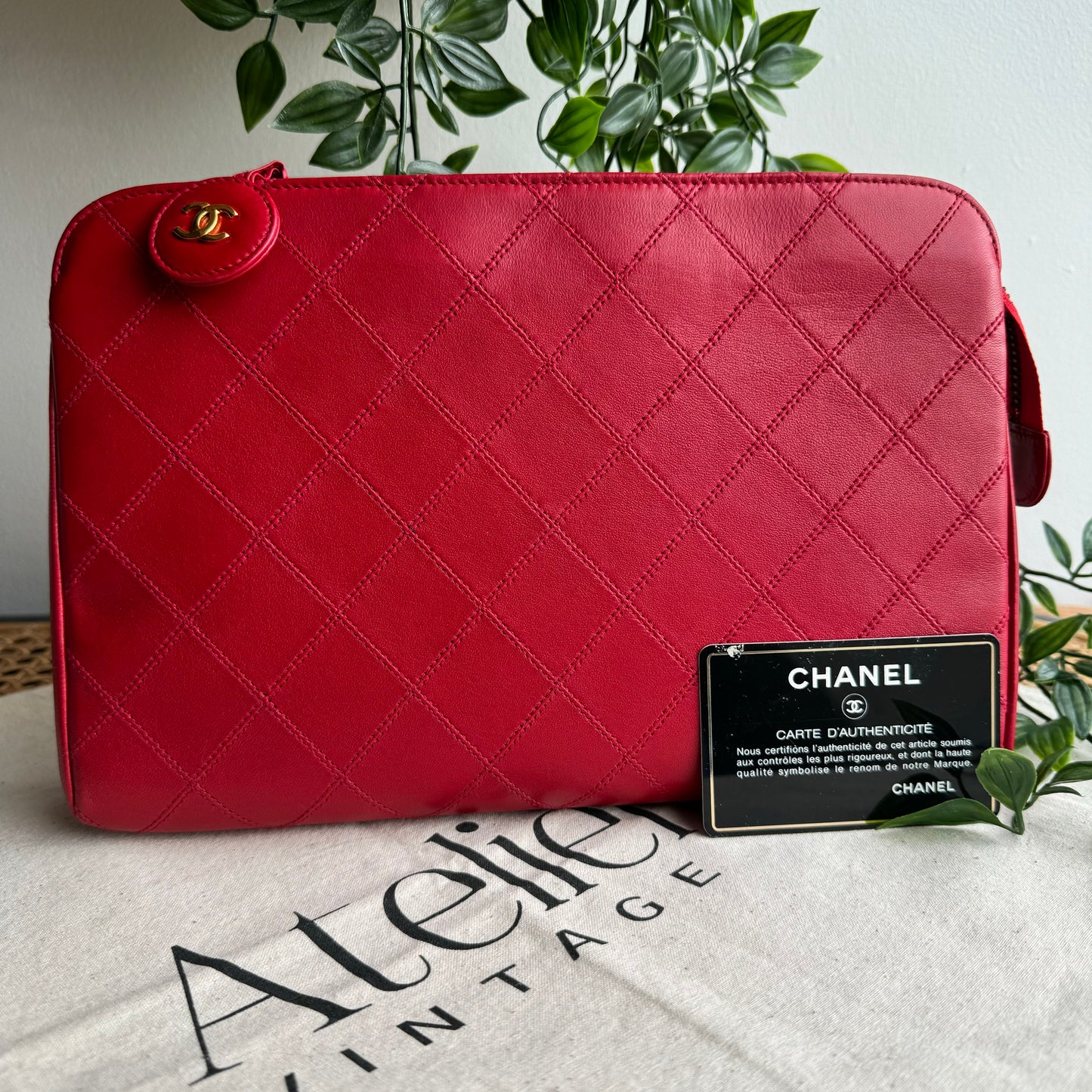 Chanel 1989 Clutch/ Pouch with CC Zip Charm