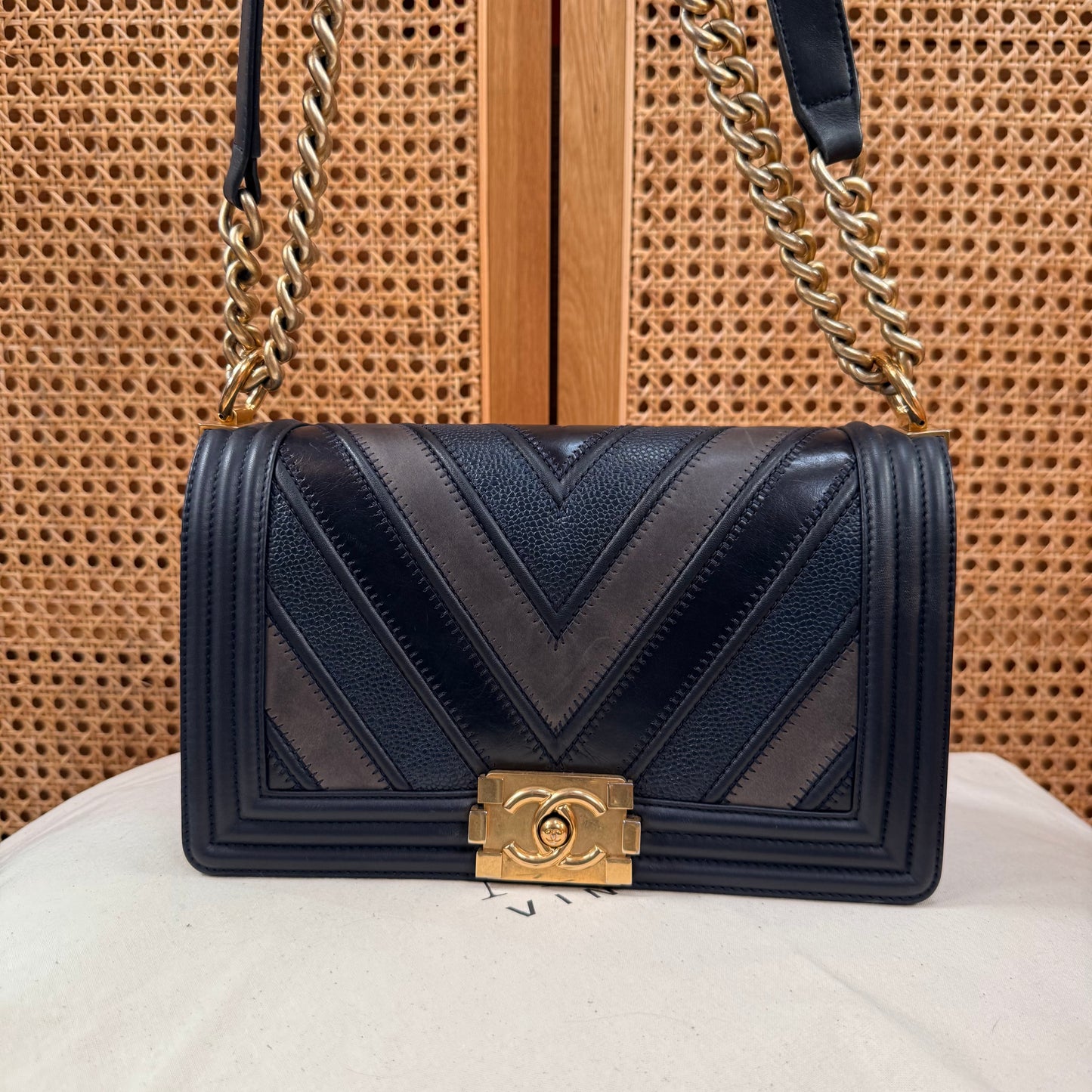 Chanel Rare 2016 Navy Le Boy in Caviar mix