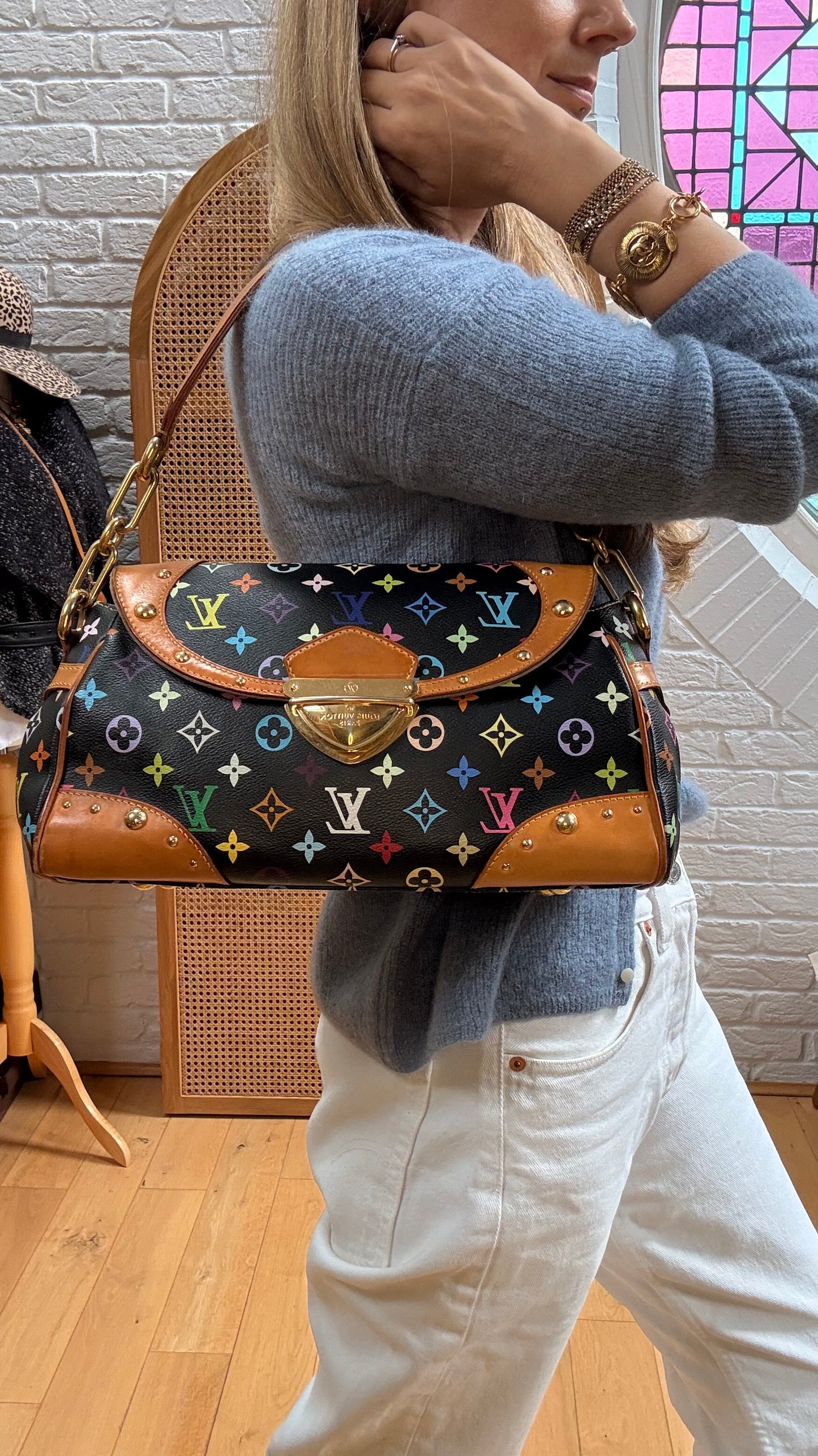 Louis Vuitton 2003 Murakami Black Monogram Beverly MM