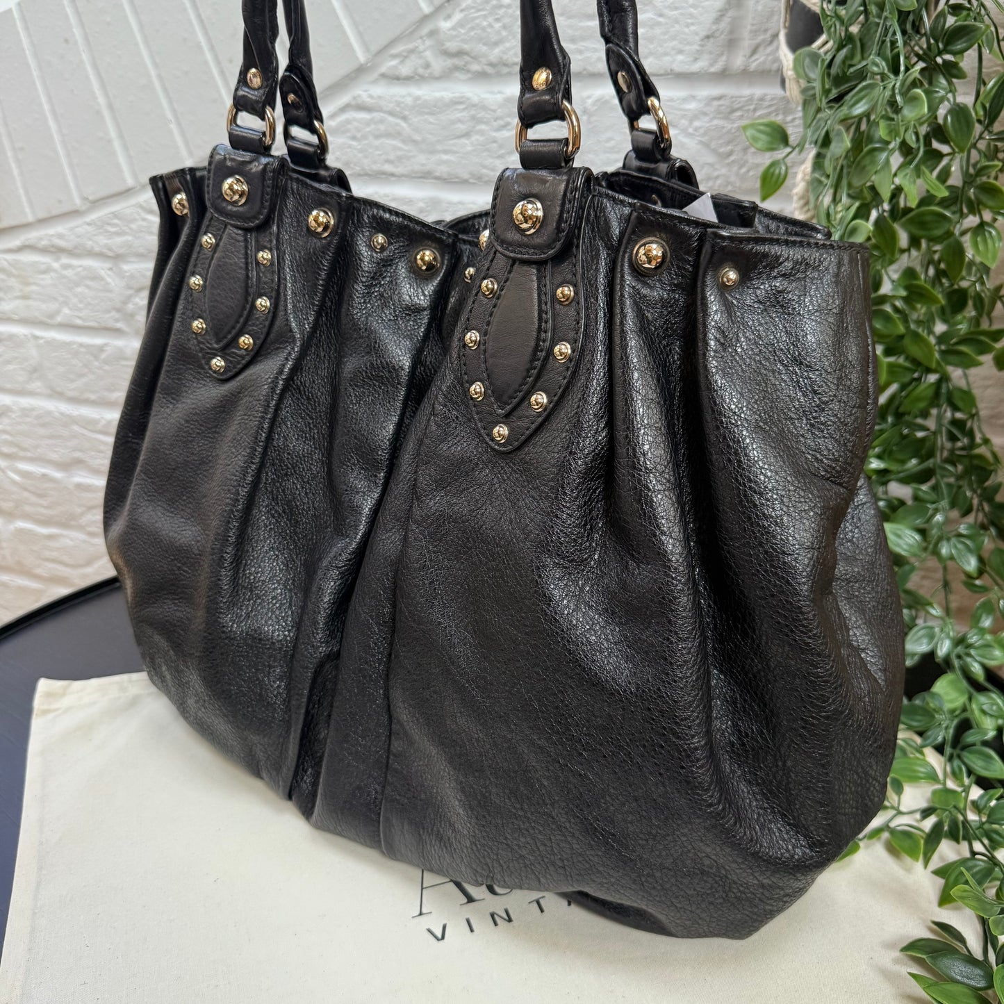 Gucci 1990s Oversized tote with Gold Studs