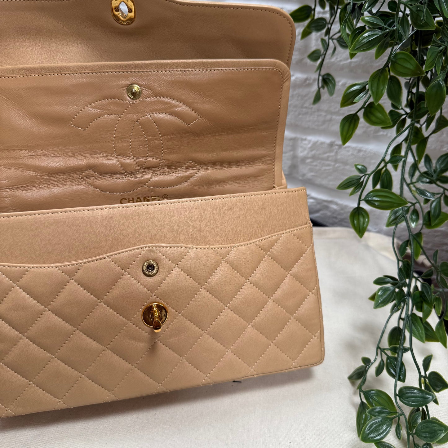 Chanel 1991 Dark Beige Paris Limited Edition Double Flap Medium
