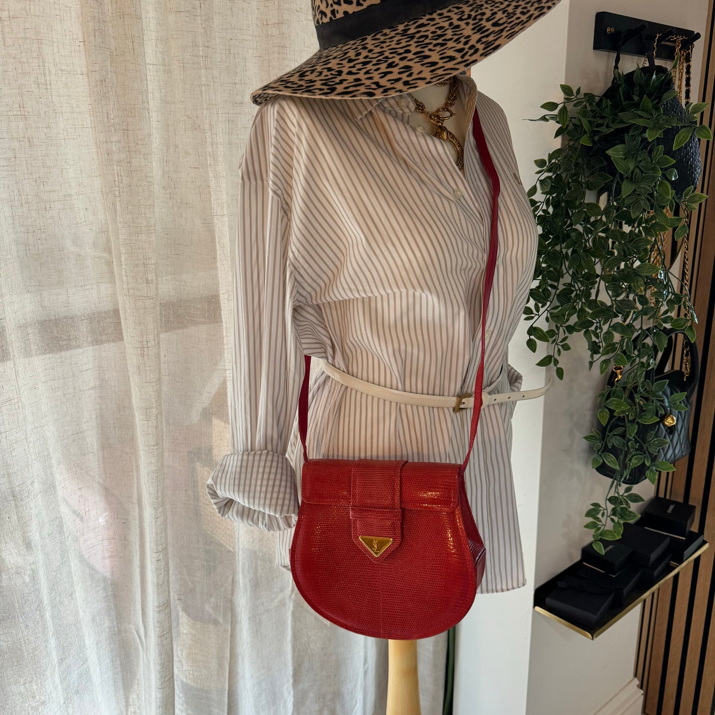 Saint Laurent 1980s Mock Lizard Effect Leather Cross Body Bag