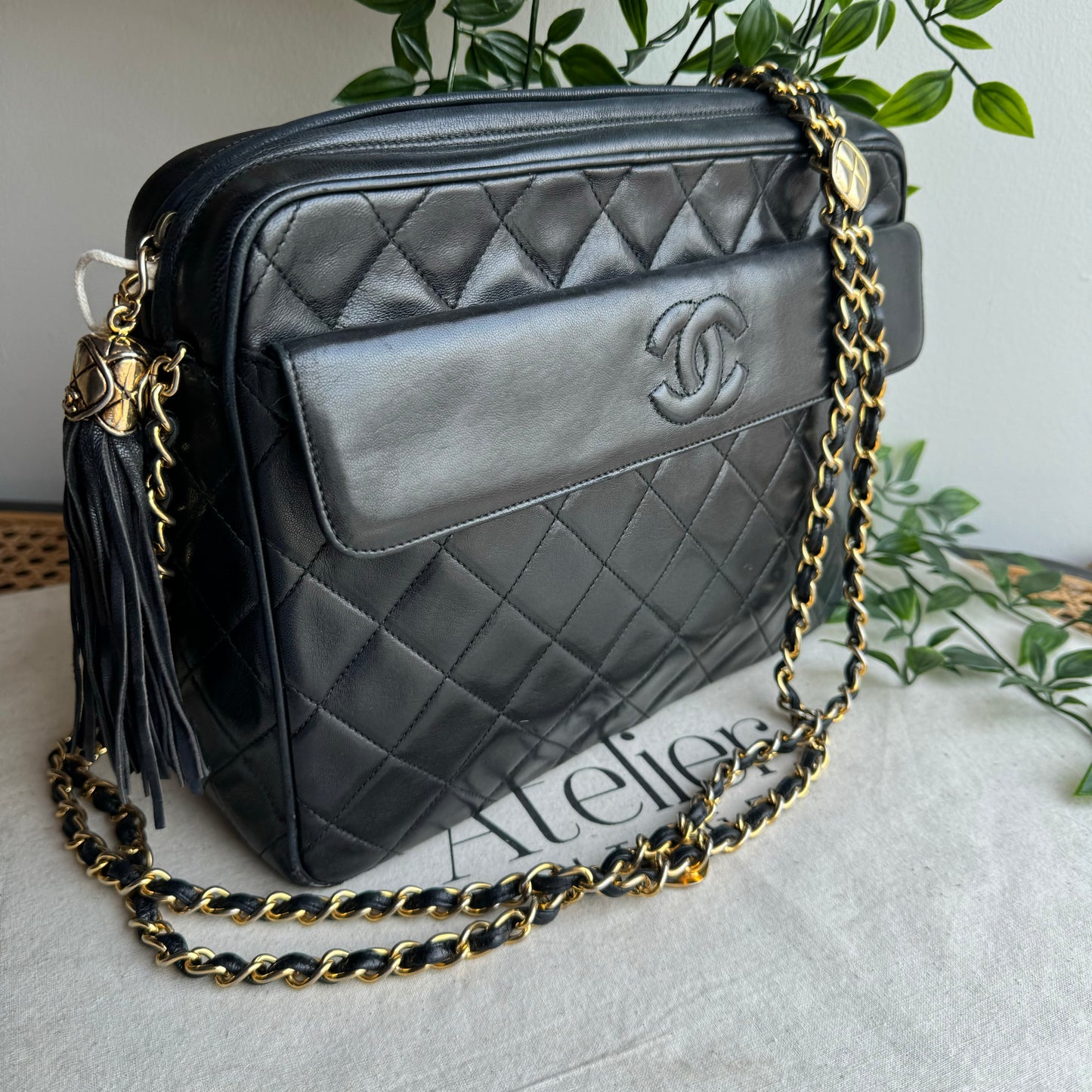 Chanel 1989 Double Chain Camera Bag Tote