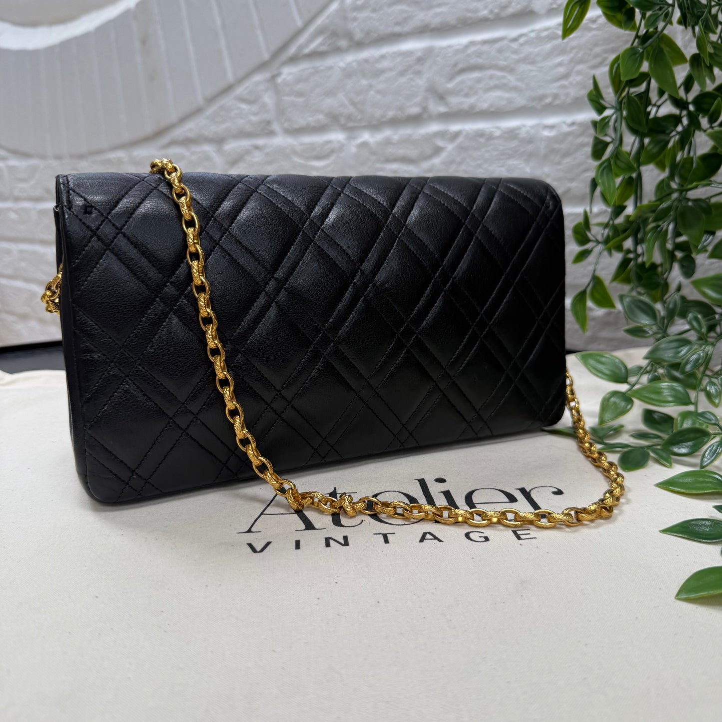 Chanel Rare 1986 Double Diamond Quilted Bijoux Chain Classic Rectangle