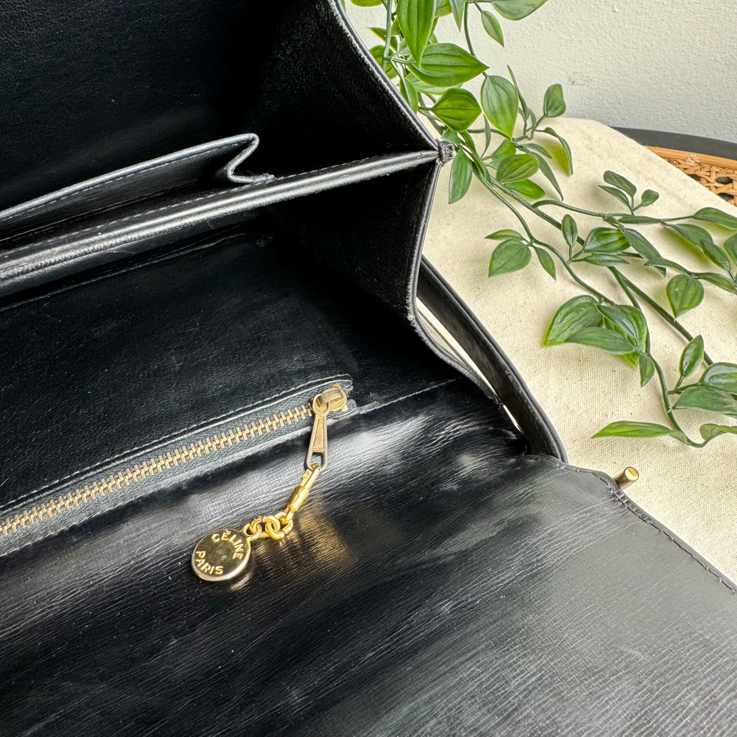 Celine 1980s Vintage Black Carriage Shoulder Bag