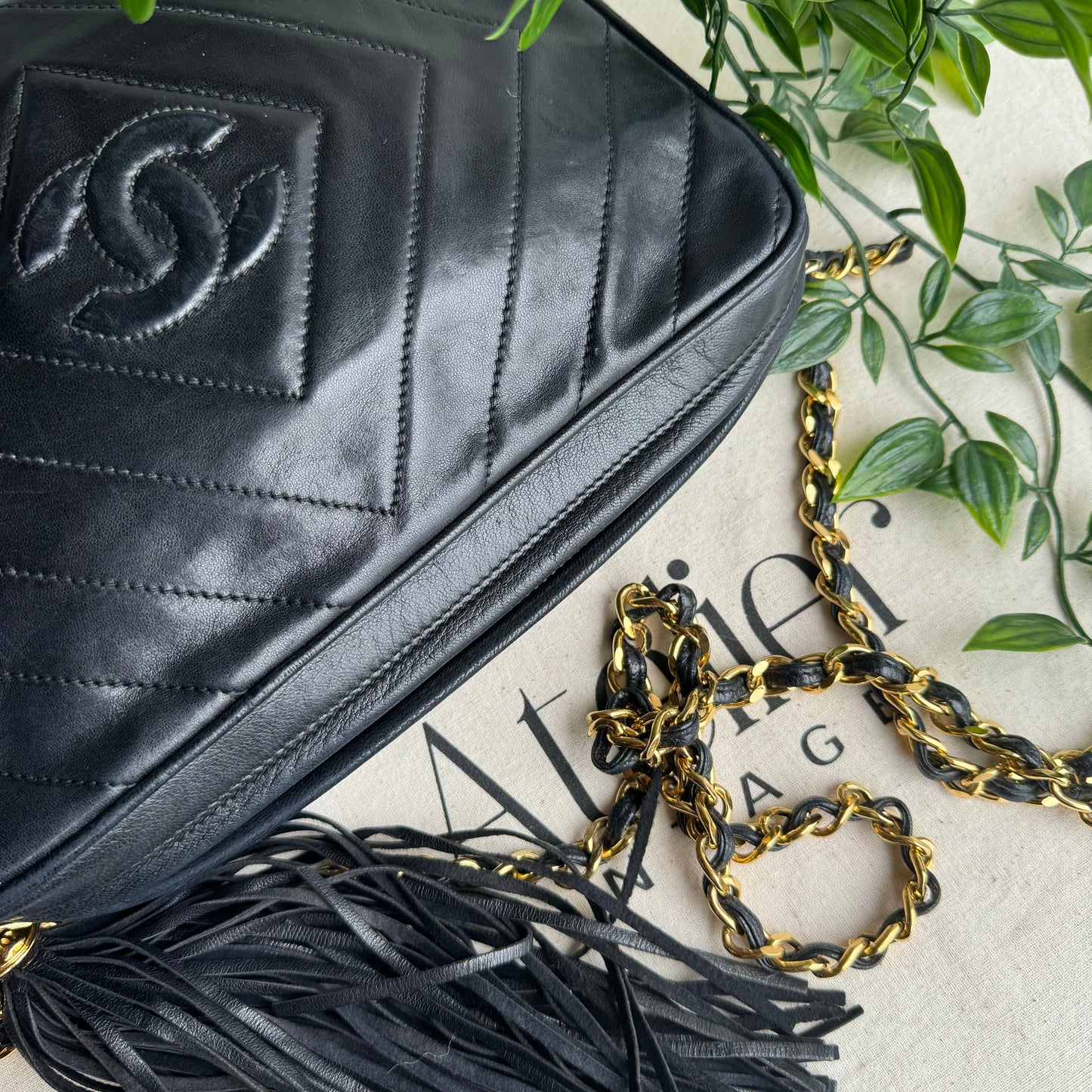 Chanel 1991 Diamond Quilted Vintage Tassel Camera Bag