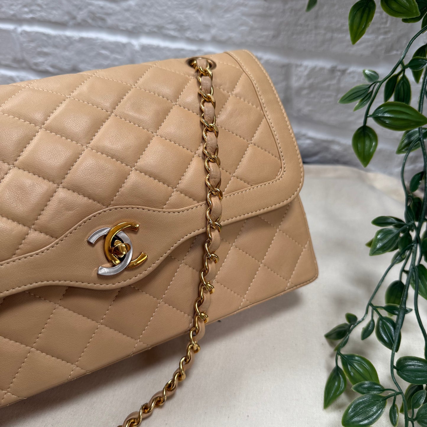 Chanel 1991 Dark Beige Paris Limited Edition Double Flap Medium