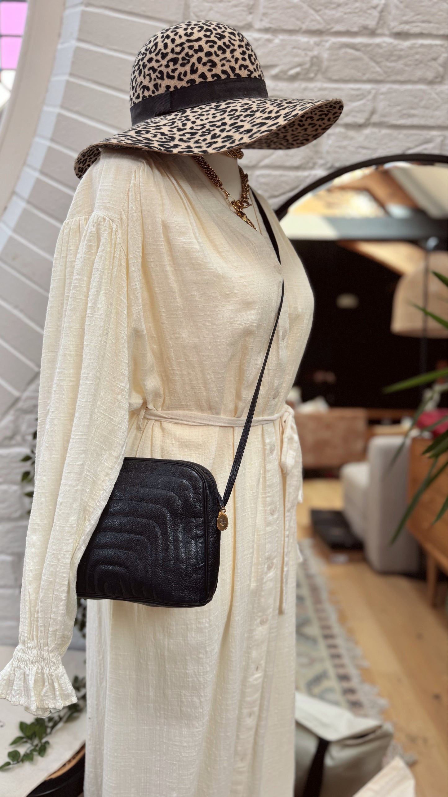 Dior Vintage Quilted Caviar Leather Cross Body Shoulder Bag