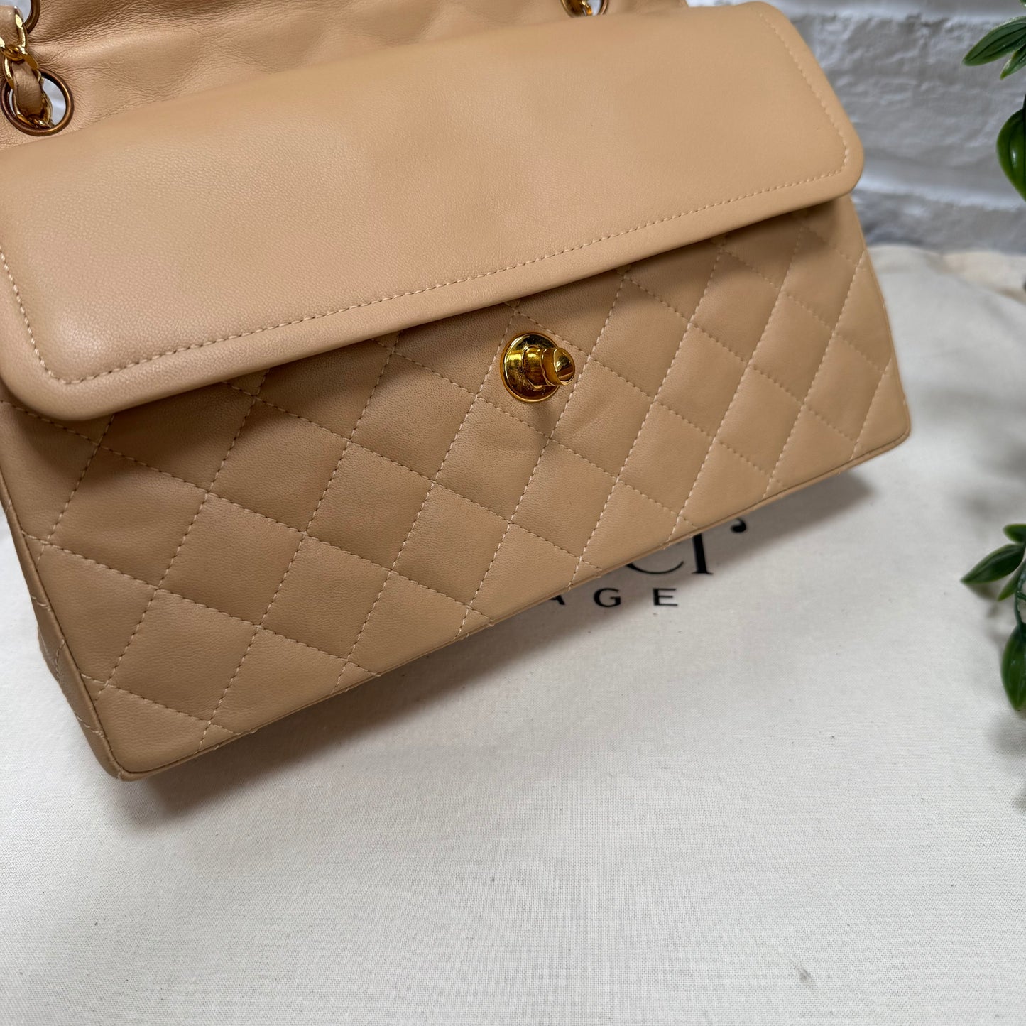 Chanel 1991 Dark Beige Paris Limited Edition Double Flap Medium