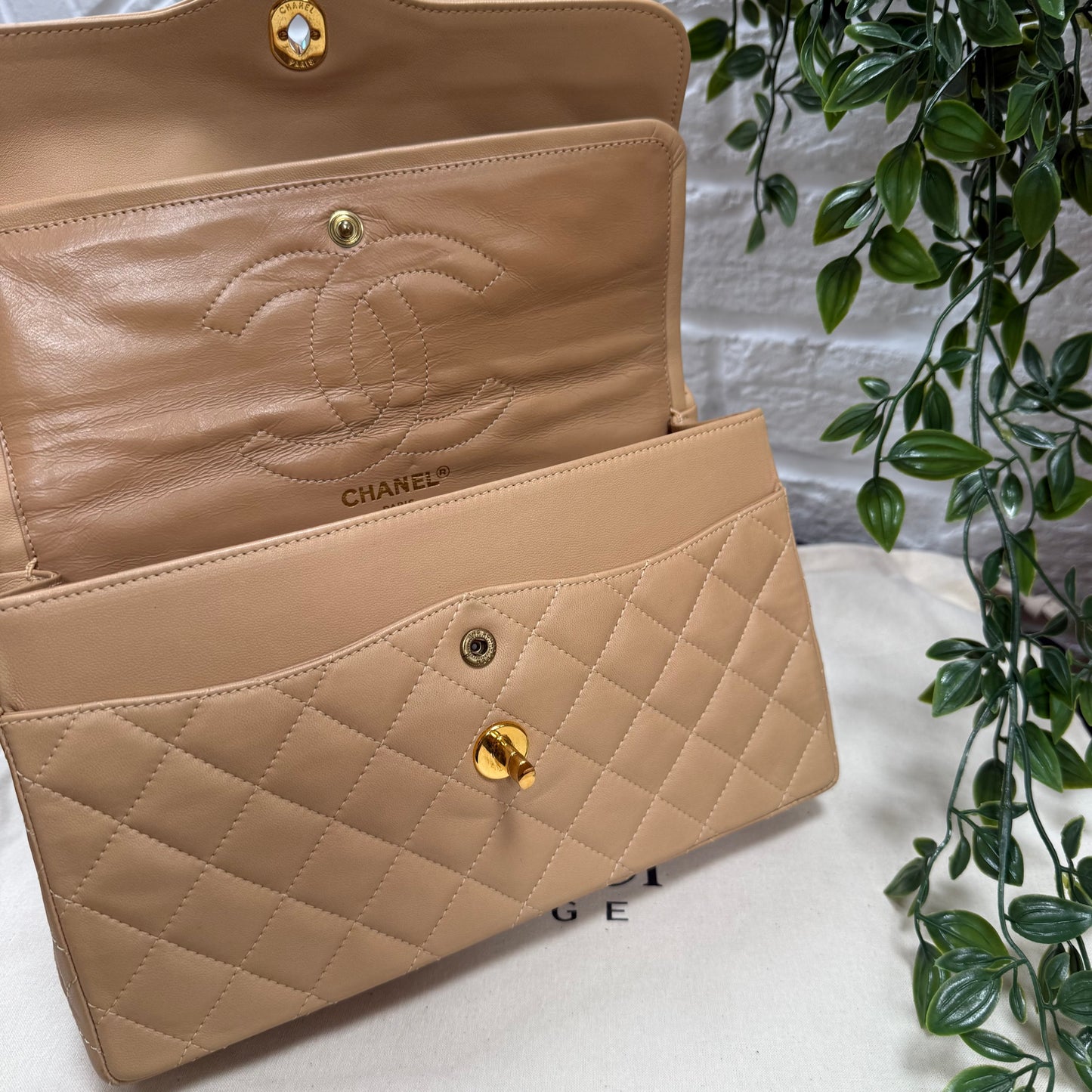 Chanel 1991 Dark Beige Paris Limited Edition Double Flap Medium