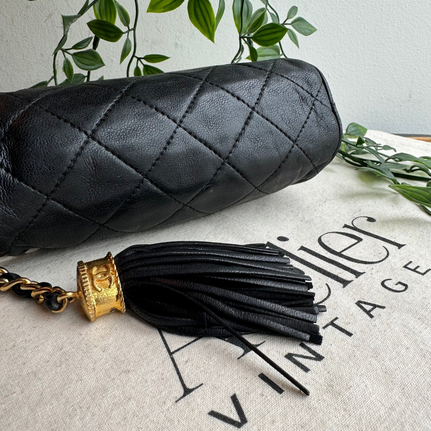 Chanel early 1990s Lambskin Tassel Pouch
