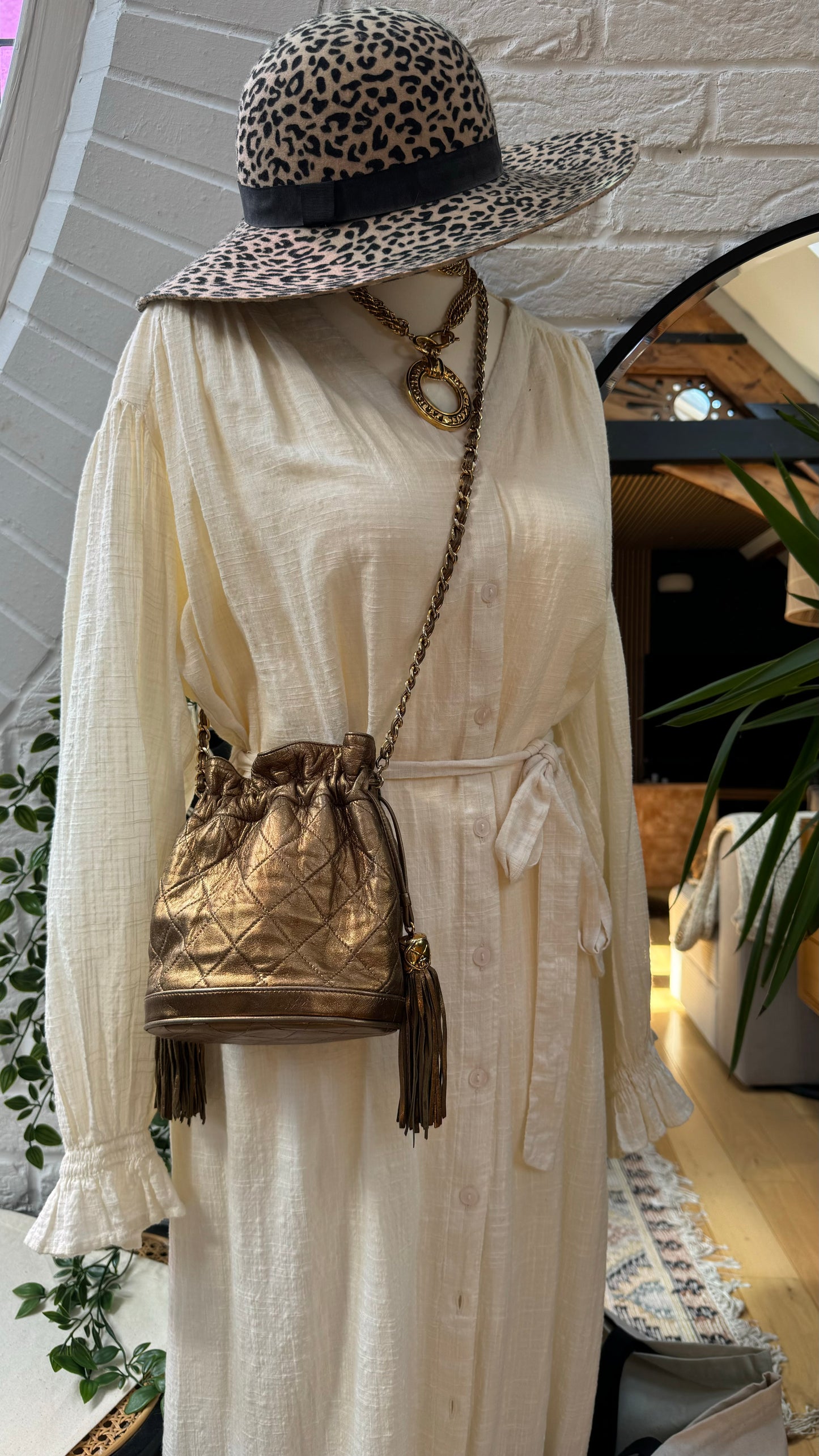 Chanel 1989 Aged Gold Tassel Bucket Bag